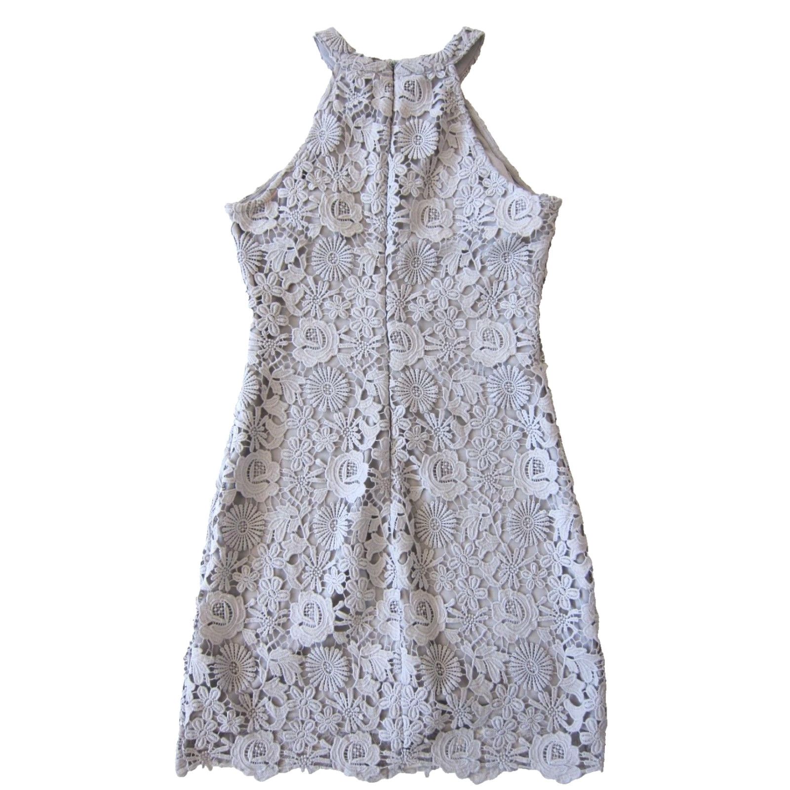 Lulus Lulus Grey Crochet Knit High Neck Sleeveless Bodycon A-Line Halter Dress Medium Size M / US 6-8 / IT 42-44 - 2 Thumbnail