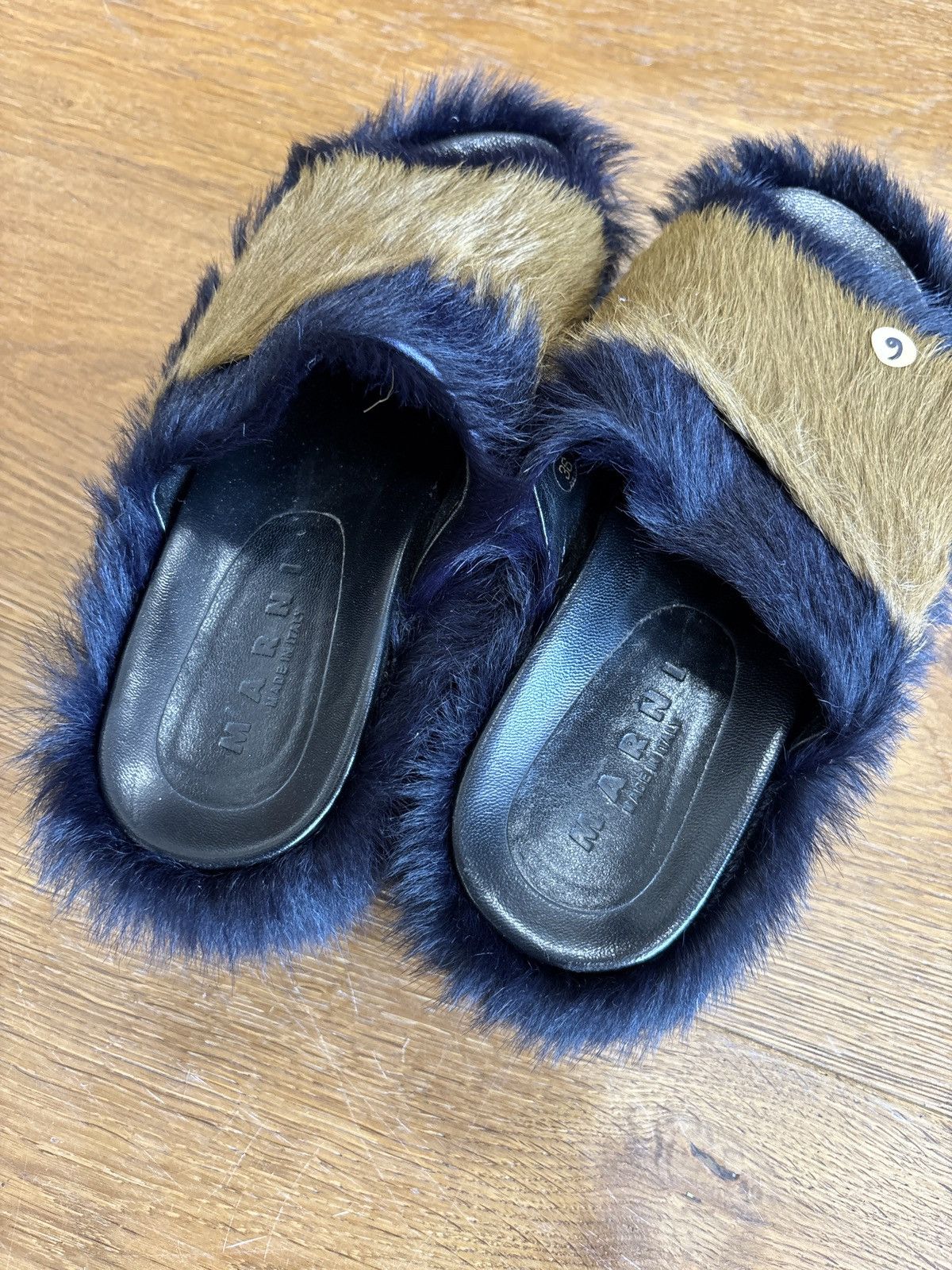 Marni These are Marni calf hair mules in a blue and brown colorway Size US 6 / IT 36 - 9 Thumbnail