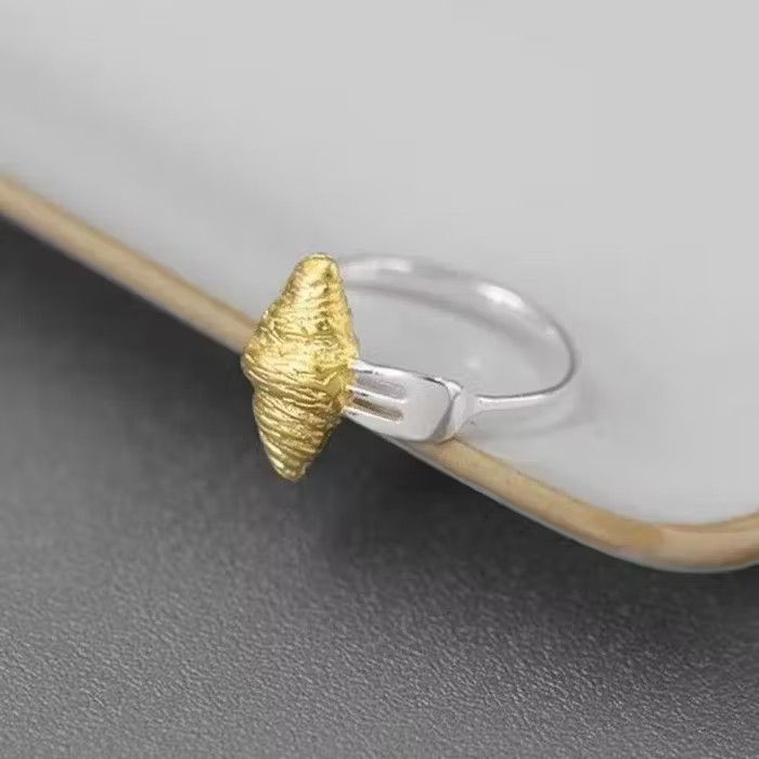 Jewelry Abstract Fork Croissant Shape Adjustable Ring Size ONE SIZE - 4 Thumbnail