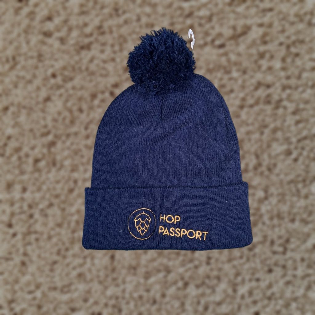 Vintage Promotional Headwear Beanie Adult One Size Blue Knit 100% Acrylic Pom Ski Breweries Unisex Size ONE SIZE - 1 Thumbnail