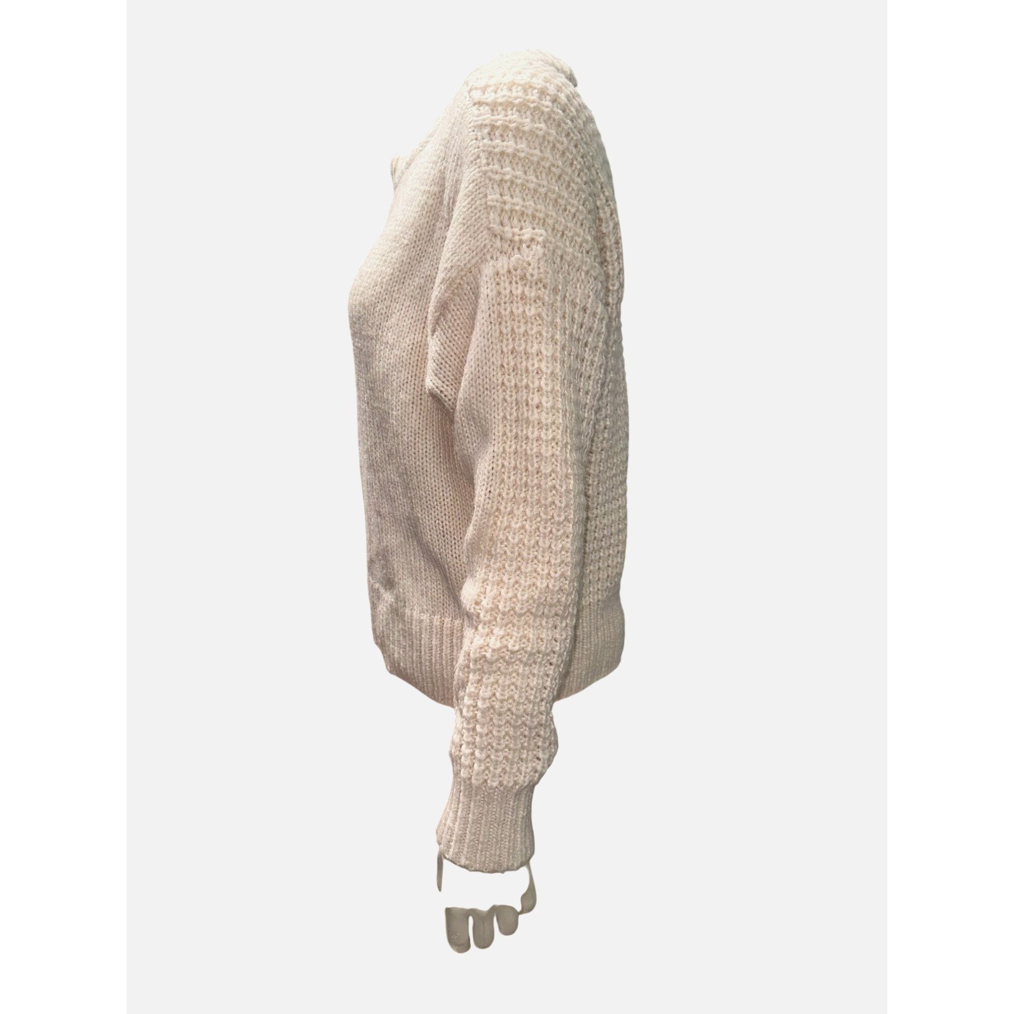 Abercrombie & Fitch Abercrombie Fitch Small Cream Textured Pullover Sweater Wint Size L / US 10 / IT 46 - 3 Thumbnail