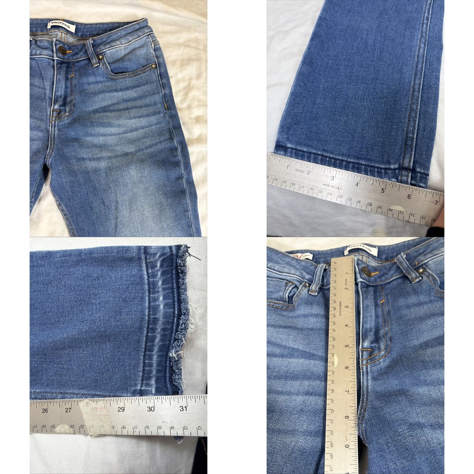 Vintage VIGOSS Jeans Women 28 Blue Denim Medium Wash Marley Straight Raw Hem Size 28" / US 6 / IT 42 - 8 Thumbnail