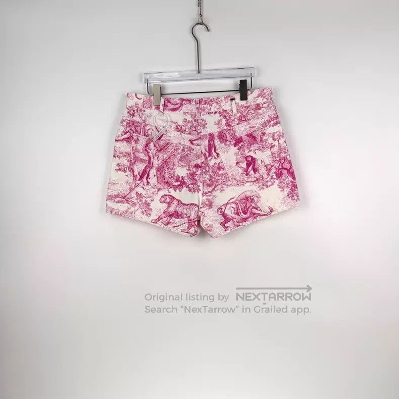 Dior Dior White and pink jungle animal denim cotton shorts Size 25" / US 0 / IT 36 - 4 Thumbnail