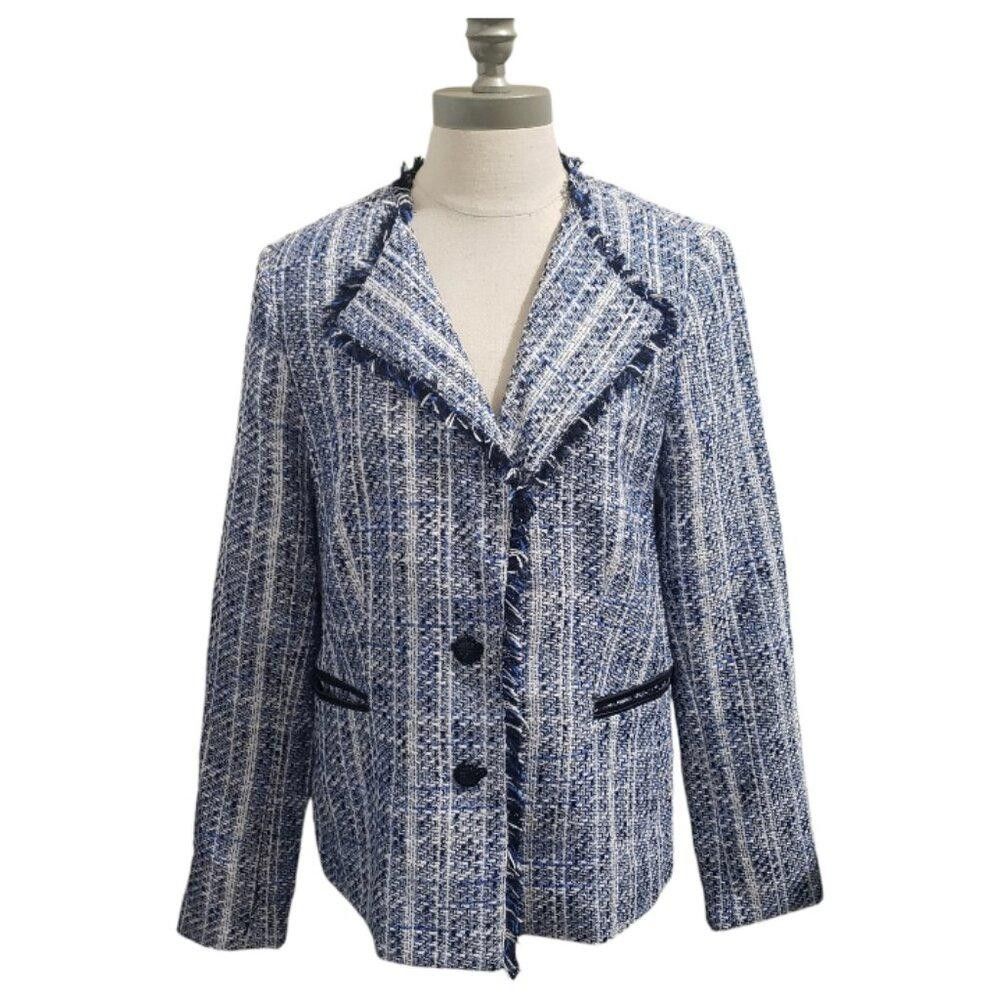 Karl Lagerfeld CT1925 Karl Lagerfeld Blue & Black Blazer with Pockets 14 Size XL / US 12-14 / IT 48-50 - 1 Thumbnail