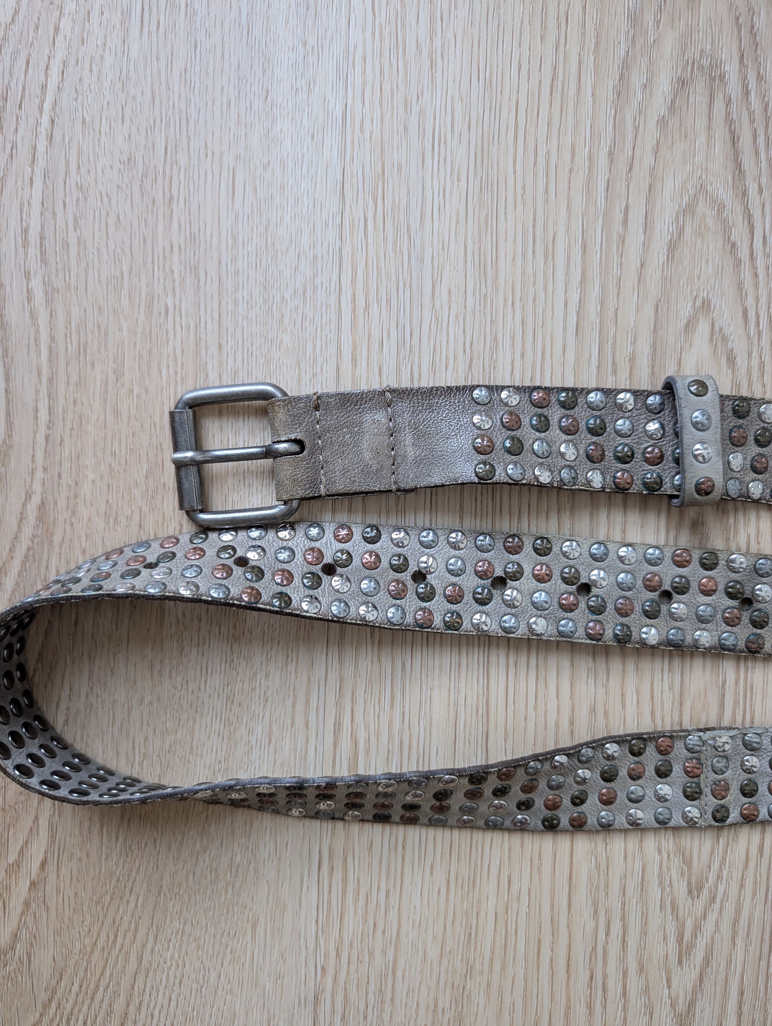 A.S.98 A.S. 98 GOSSE Leather Belt Timeless Rockstar Mettal Rivets Size ONE SIZE - 4 Thumbnail