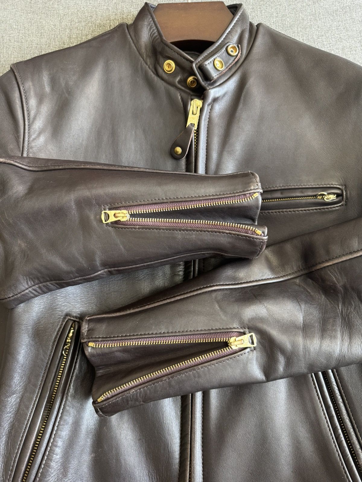 Schott Schott Cafe Racer Leather Jacket Size US M / EU 48-50 / 2 - 3 Thumbnail