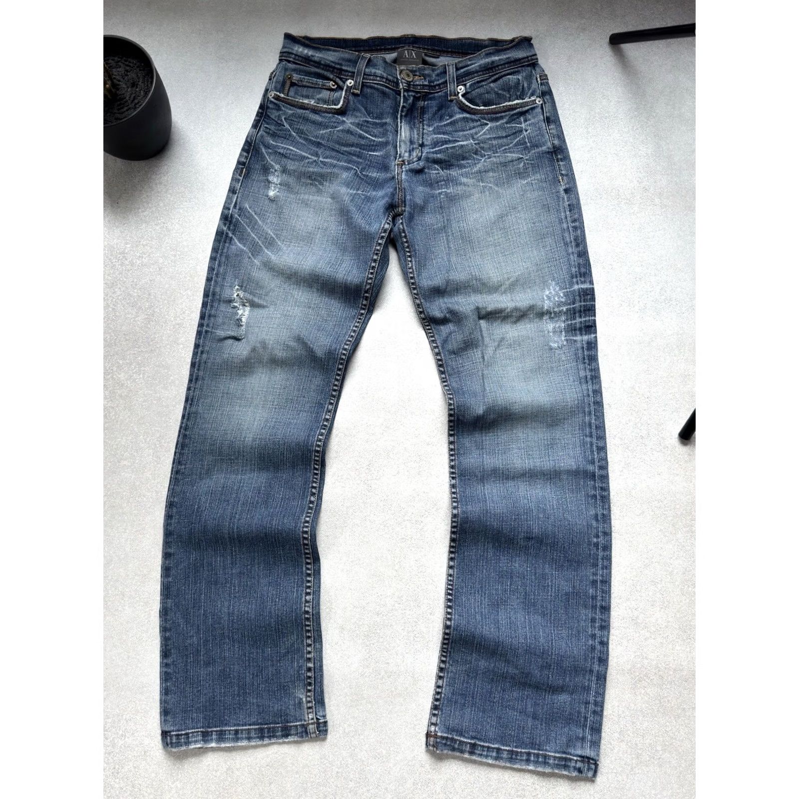 Vintage VINTAGE Armani Jeans Jeans Men’s Size 30x32 S Blue Logo Distressed 90s Y2K USA Japan Style Straight Mens Size US 29 - 2 Thumbnail