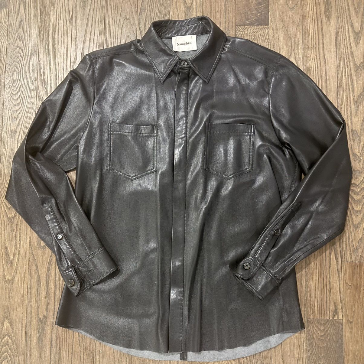 Nanushka Vegan Lambskin over shirt jkt Size US L / EU 52-54 / 3 - 1 Thumbnail