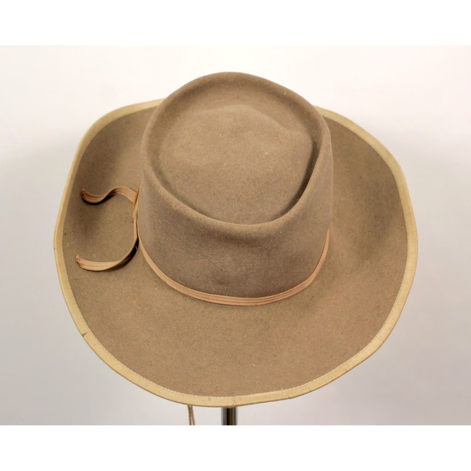 Vintage Women's Western Hat Cowboy 6 7/8 Beige Felt Brent Deluxe VTG 1950s Men’s Ladies? Size ONE SIZE - 4 Thumbnail