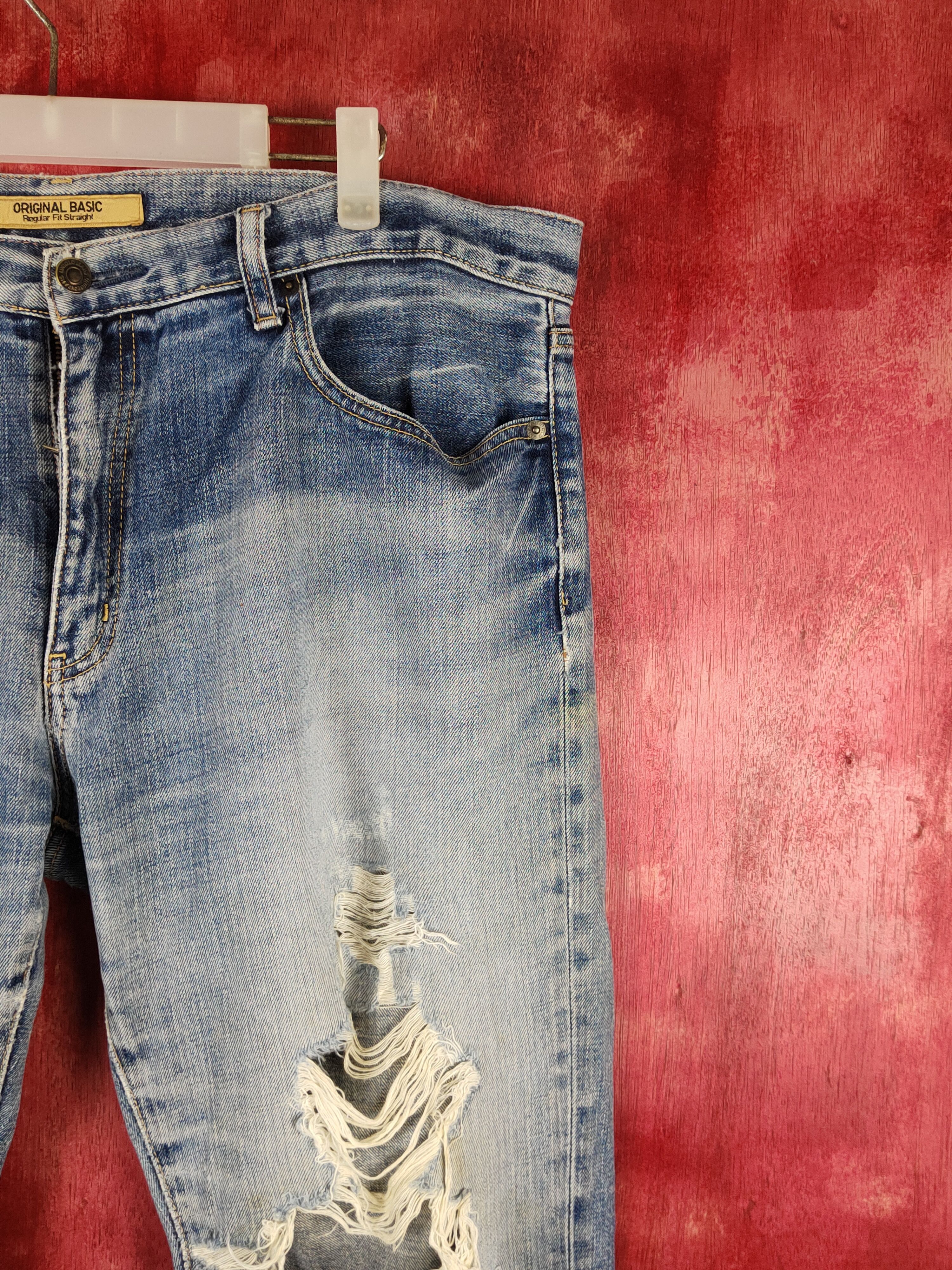 Japanese Brand DL Uniqlo Blue Distressed Ripped Jeans #S2197 Size US 38 / EU 54 - 5 Thumbnail