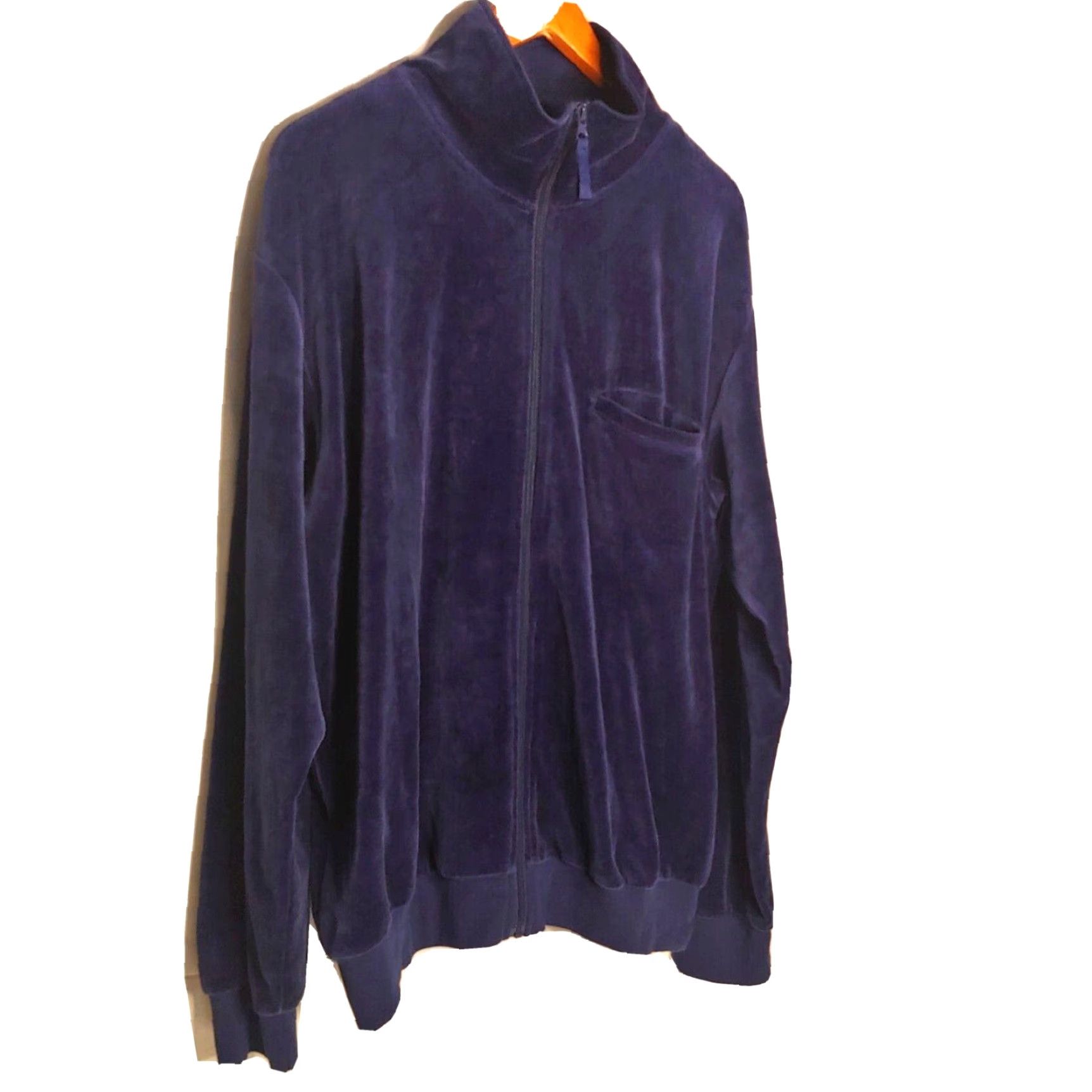 Blair VINTAGE John Blair Sweatshirt Large Blue Velour Jacket Retro Full Zip Grandpacore Mens Size US L / EU 52-54 / 3 - 3 Thumbnail