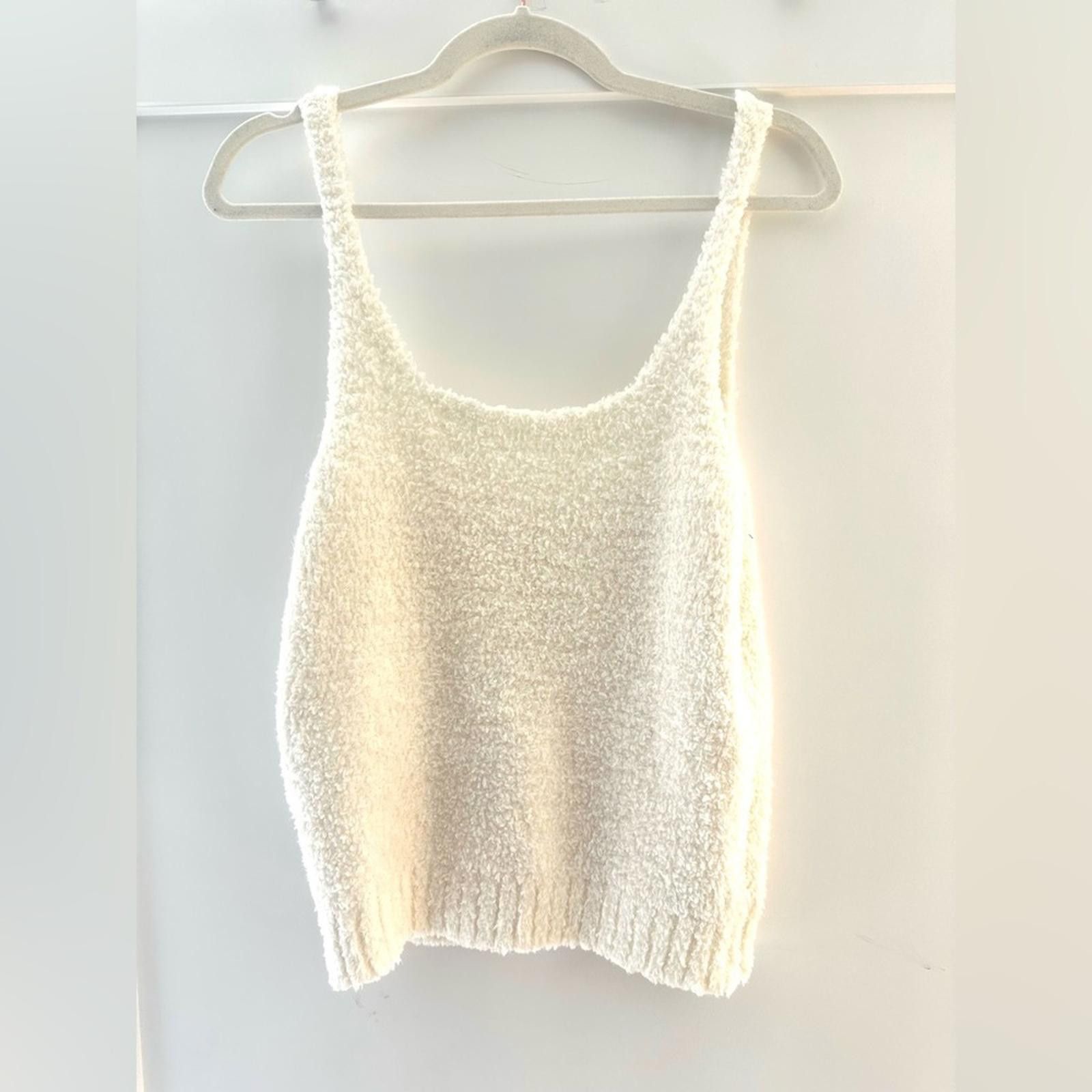 Swims SKIMS Fuzzy Cropped Tank Top Intimates Loungewear Cream L/XL Size XL / US 12-14 / IT 48-50 - 3 Thumbnail