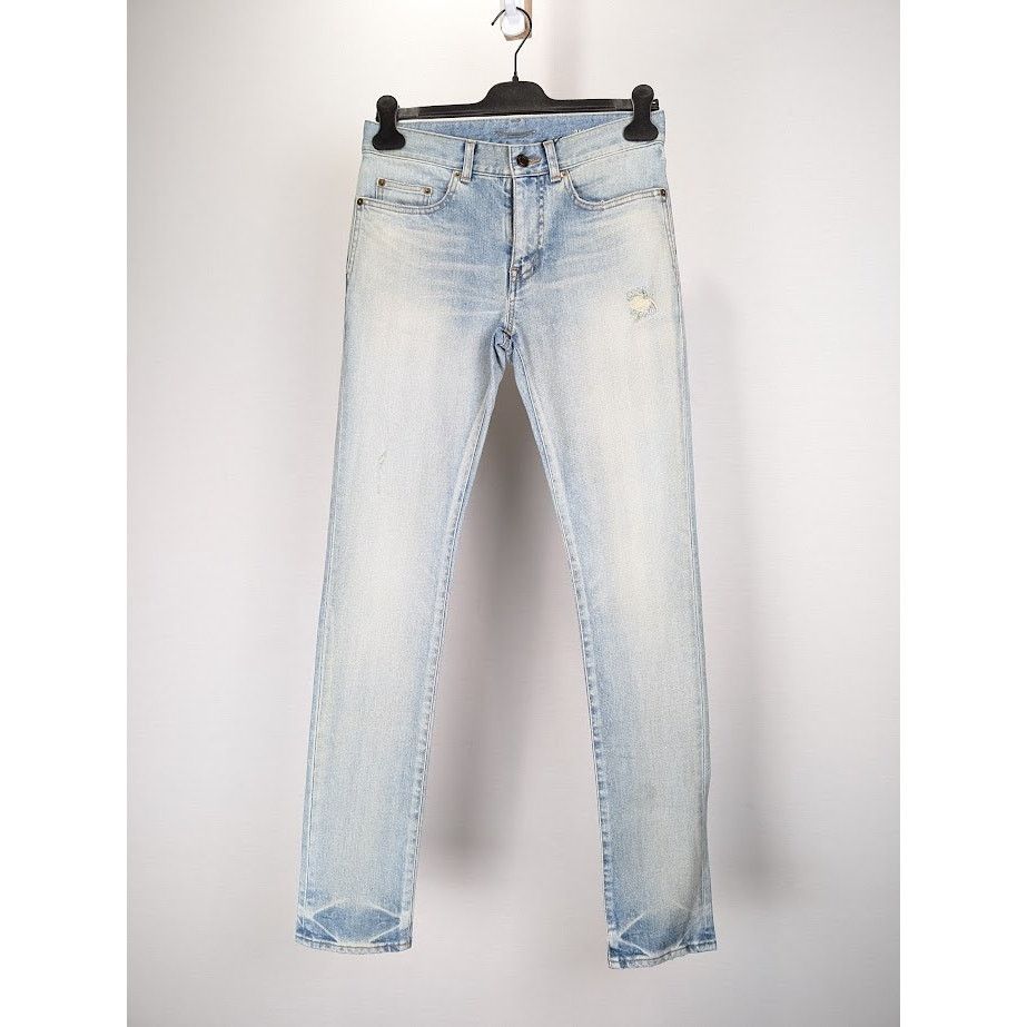 Saint Laurent Paris o1rshd1 Skinny 5 Pockets Low Pants in Light Fall Blue Size US 28 / EU 44 - 1 Thumbnail