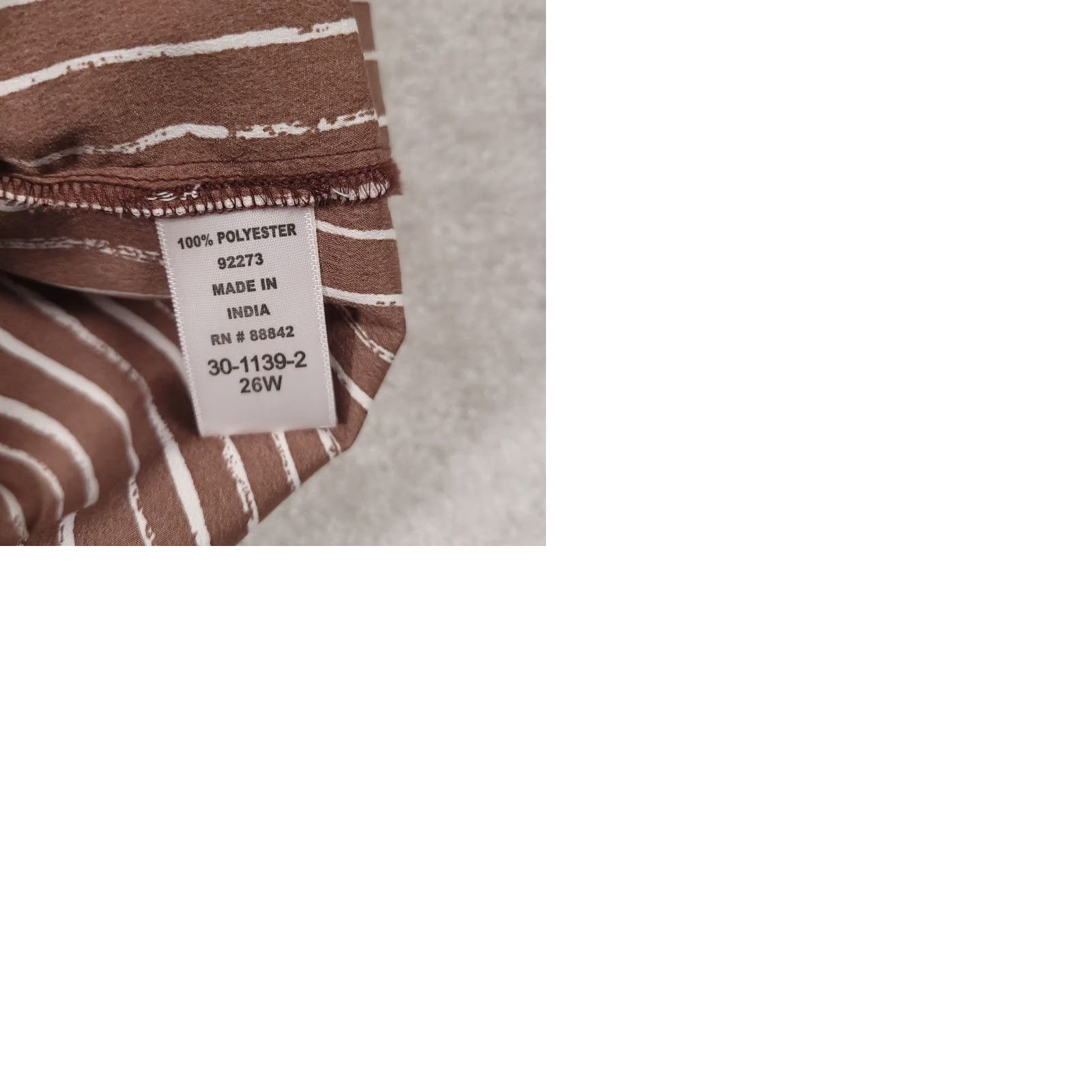 Vintage Roamans Button Up Shirt Women's 26W Brown Striped Short Sleeve Collared Casual Size 4XL / US 24-26 - 9 Thumbnail