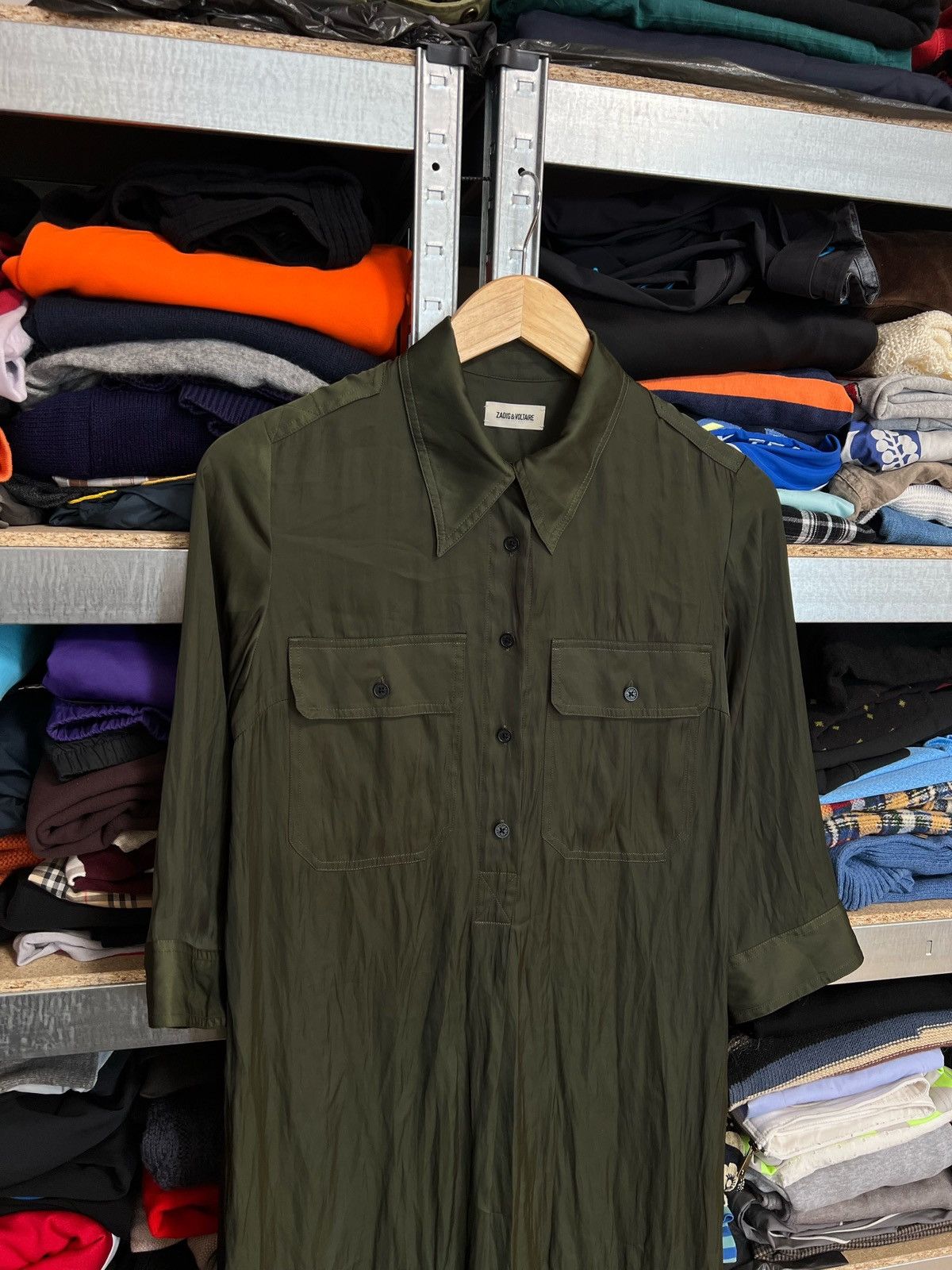 Vintage × Zadig & Voltaire Zadig & Voltaire Button Dress Roa Satin Khaki Blouse Size S Size S / US 4 / IT 40 - 4 Thumbnail