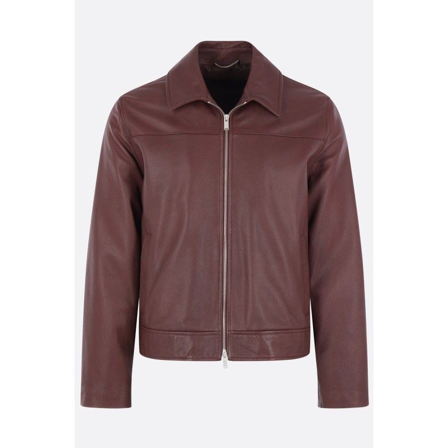 Lardini LARDINI Grainy Leather Brown Full Zip Jacket New & Authentic Size US XL / EU 56 / 4 - 1 Thumbnail