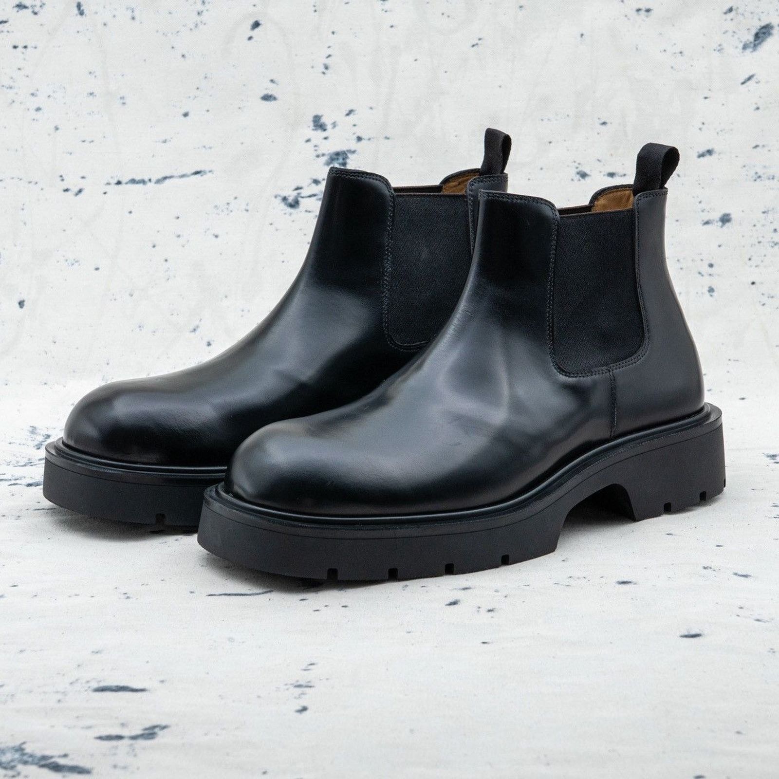 Sandro paris classic mens black leather chunky chelsea boots