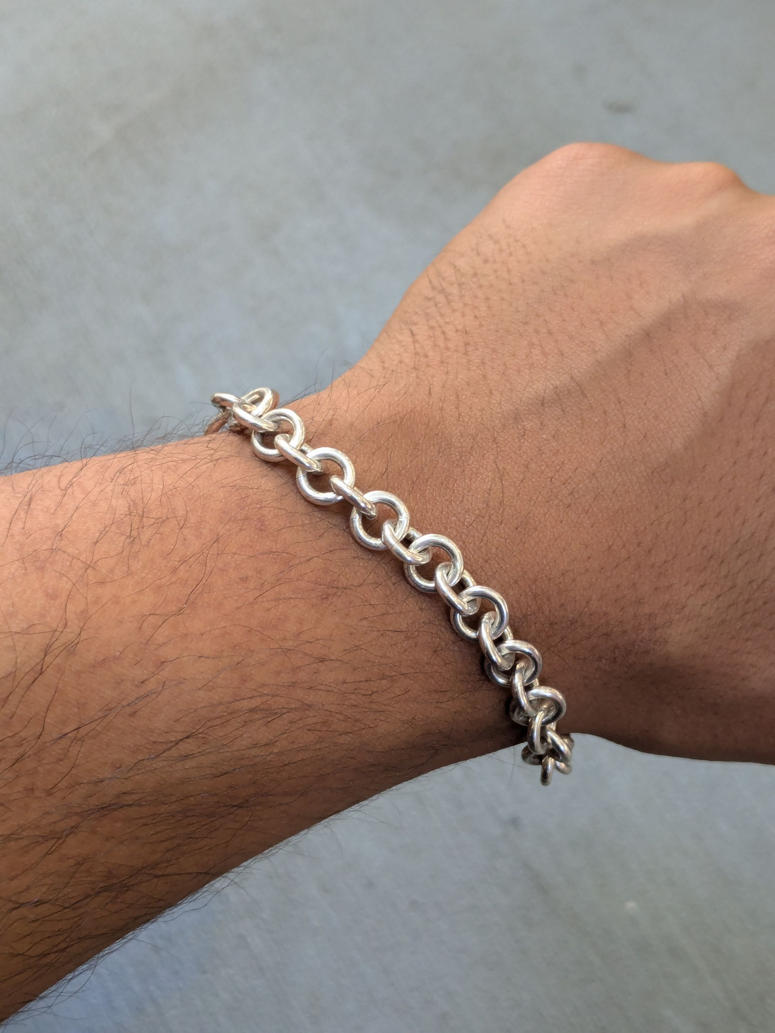 Jewelry Vintage Sterling Silver Bracelet Rolo Round 7.5" Chain Link Size ONE SIZE - 11 Thumbnail