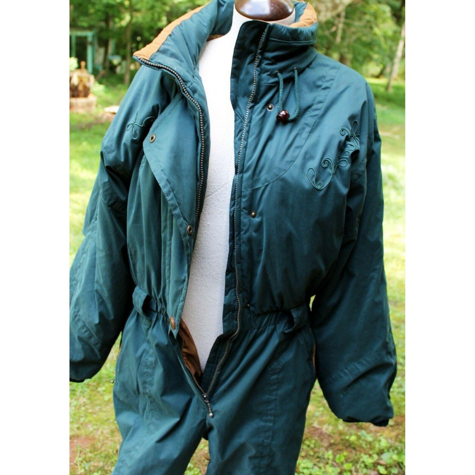 Vtg 80/90s Hunter Green Snowsuit Ski Full Body Suit Womens s