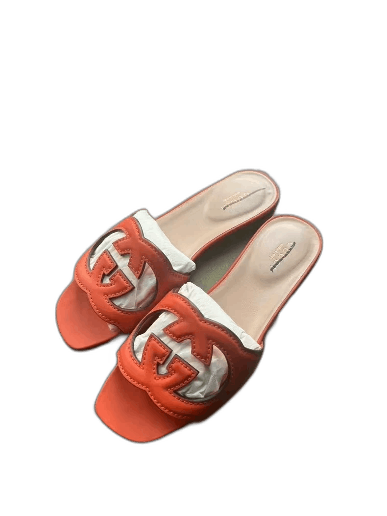 Gucci Gucci Orange Leather Slide Sandals-2505 Size US 6 / IT 36 - 1 Thumbnail