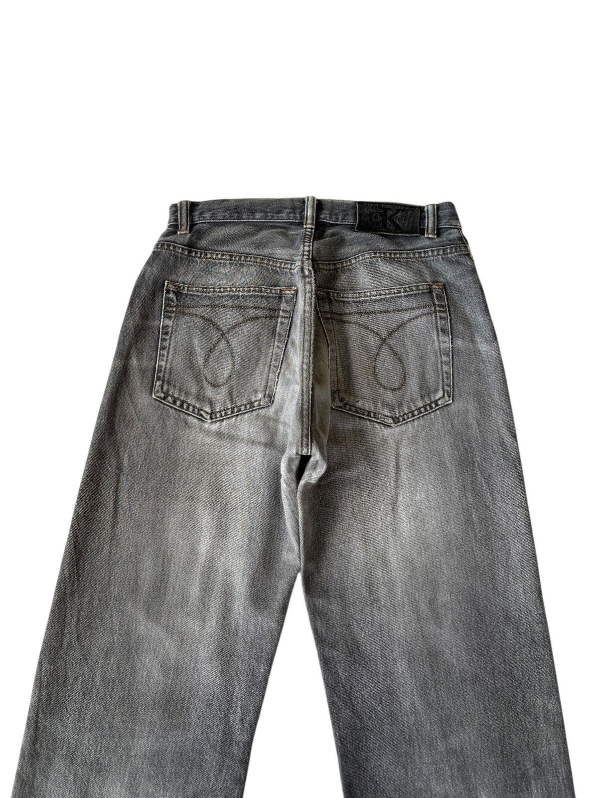 Calvin Klein × Heron Preston 🔥CALVIN KLEIN SELVEDGE FADED BLACK WIDE BAGGY JEANS DISTRESS Size US 30 / EU 46 - 9 Thumbnail