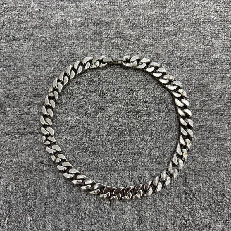 Louis Vuitton Silver Cuban Link Necklace.