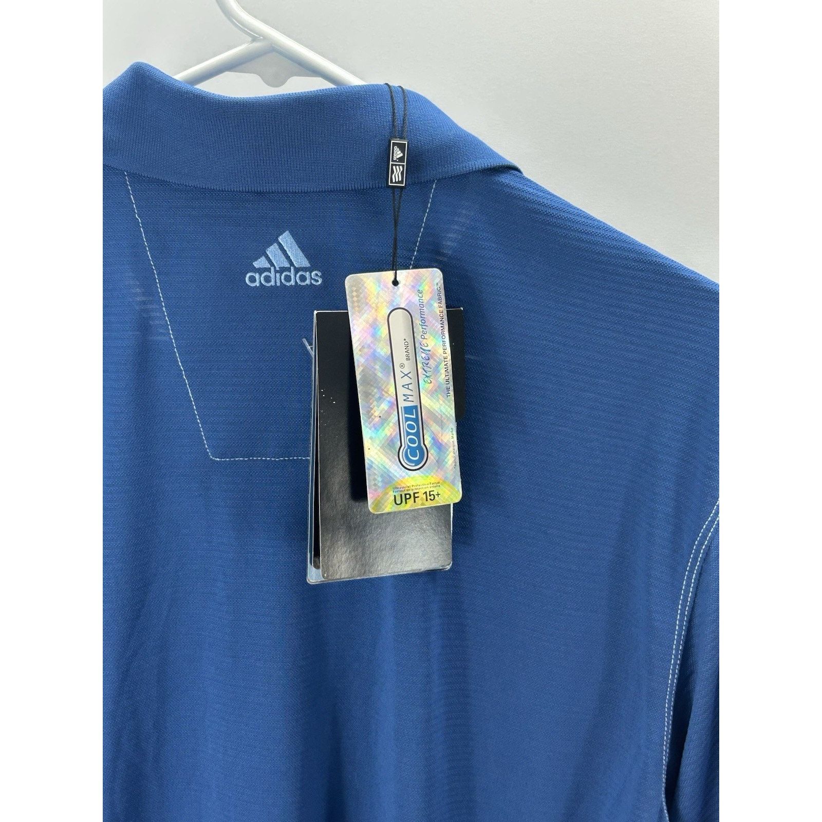 Adidas ADIDAS Men Blue Climalite Textured Regular-Fit Short Sleeve Size US M / EU 48-50 / 2 - 8 Thumbnail