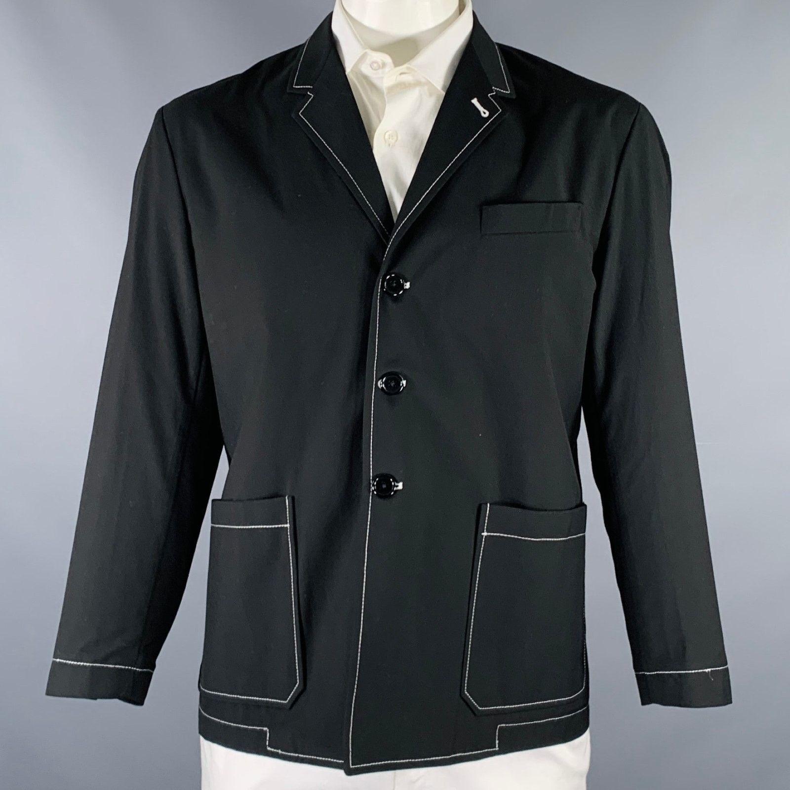 Other 8 BY YOOX Size 44 Black White Contrast Stitch Jacket Size US L / EU 52-54 / 3 - 1 Thumbnail