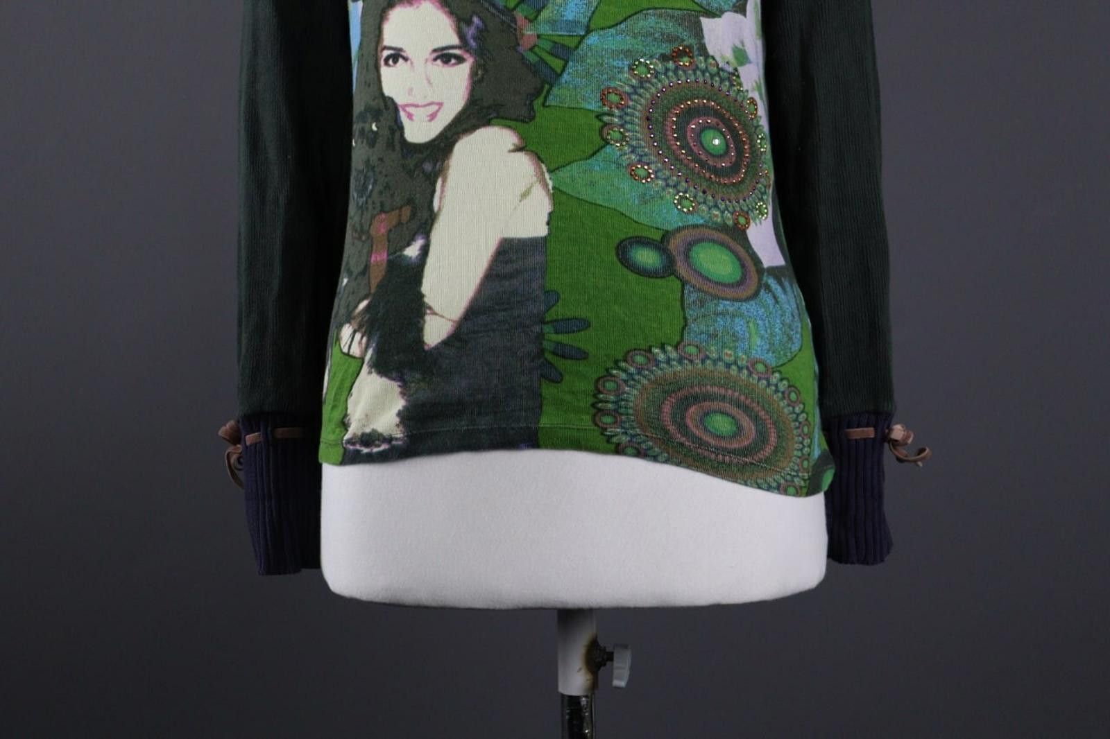 Desigual Desigual Multi Graphic Print Scoop Beaded Pullover Shirt Top Size M / US 6-8 / IT 42-44 - 4 Thumbnail