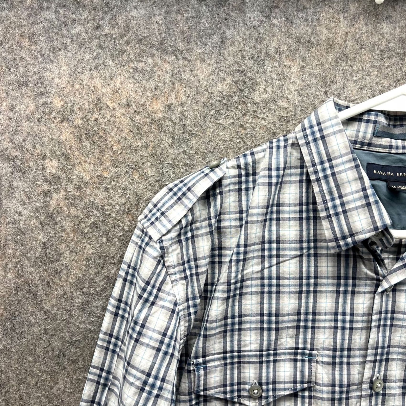 Banana Republic VINTAGE Banana Republic Shirt Men Medium White Blue Plaid Button-Down Cotton Casual Size US M / EU 48-50 / 2 - 6 Thumbnail