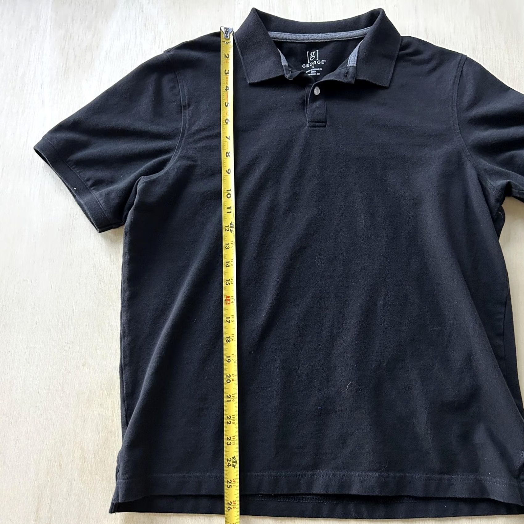 George George Polo Shirt Mens Large Black Solid Stretch Tagless Cotton Blend Casual Size US L / EU 52-54 / 3 - 5 Thumbnail