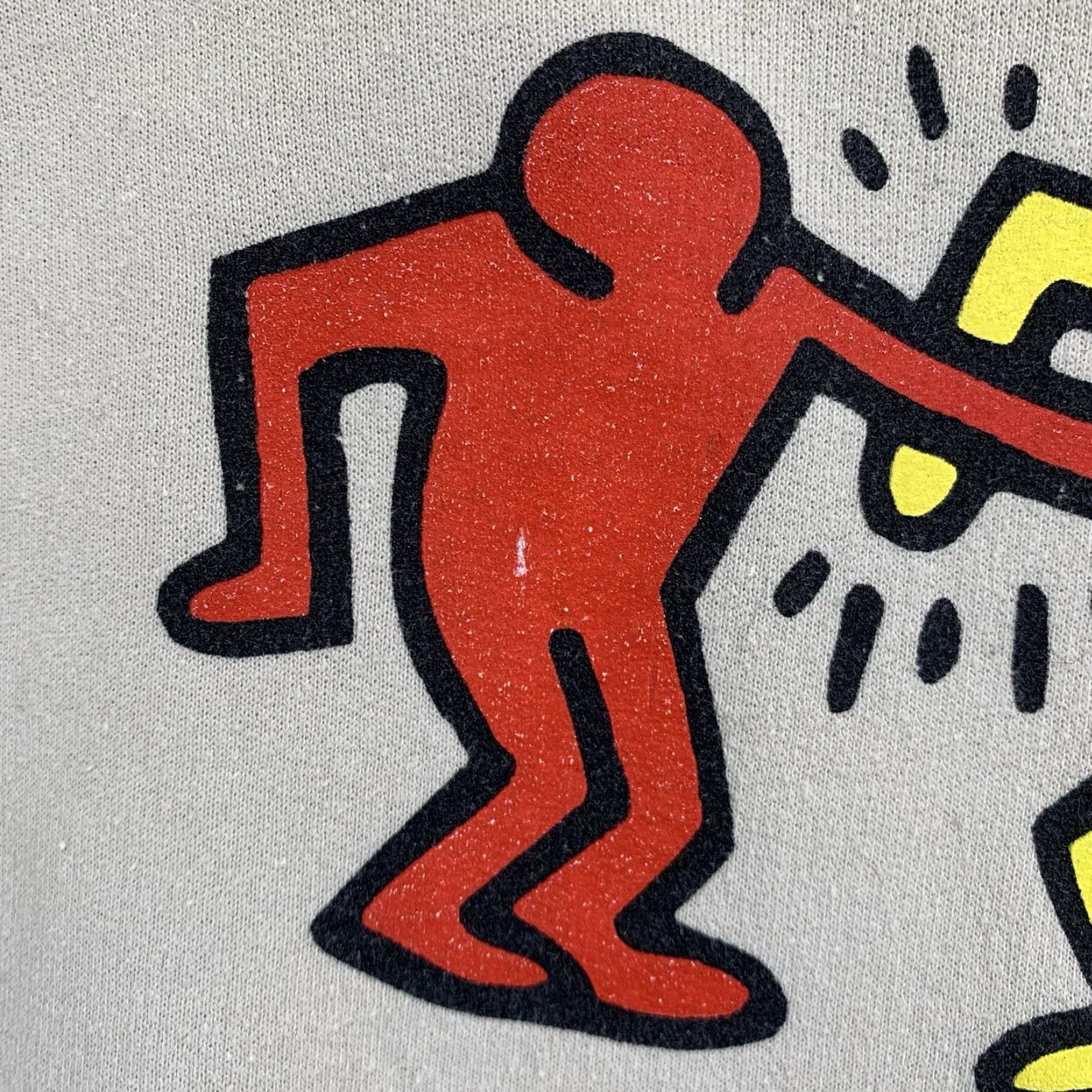 Vintage VINTAGE Keith Haring Hoodie Unisex Adults Medium Beige Art Sweatshirt 80s 90s Graphic Print Pullover Size US M / EU 48-50 / 2 - 6 Thumbnail
