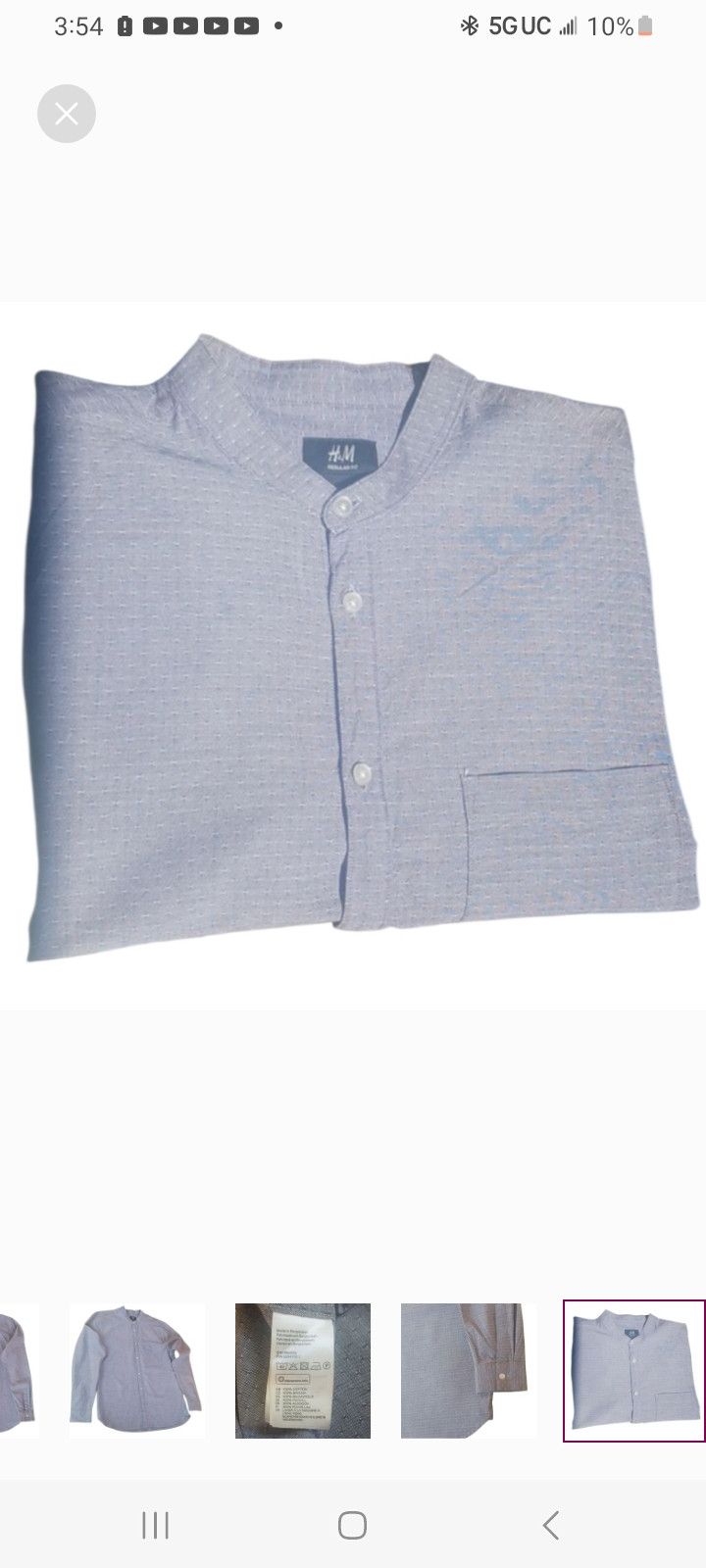 H&M H & M Light Grey Regular-FIT Long-Sleeve Button Up. Size US L / EU 52-54 / 3 - 8 Thumbnail