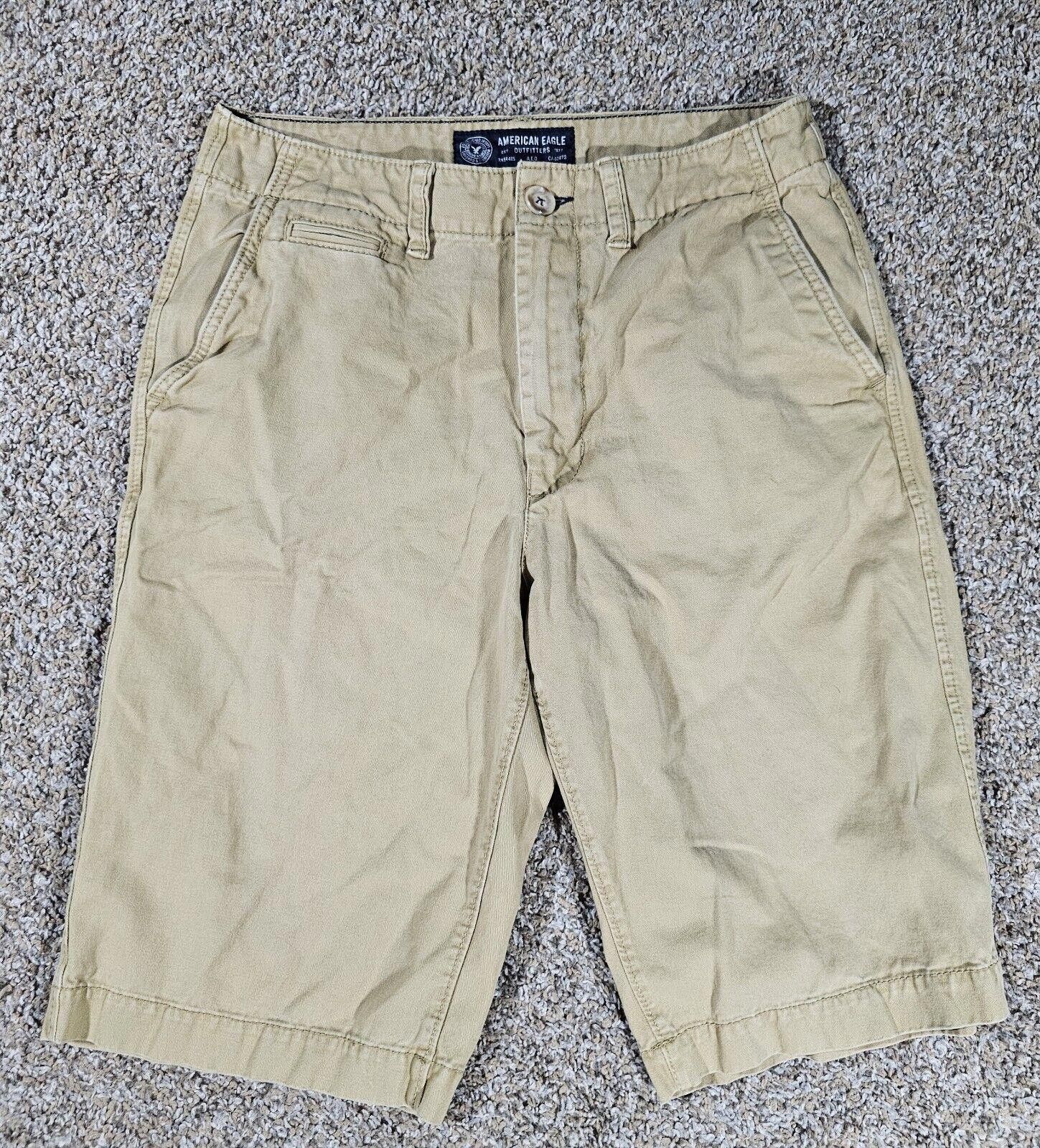 Designer American Eagle Shorts Mens 28W Khaki Beige Longboard Bermuda Size US 28 / EU 44 - 1 Thumbnail