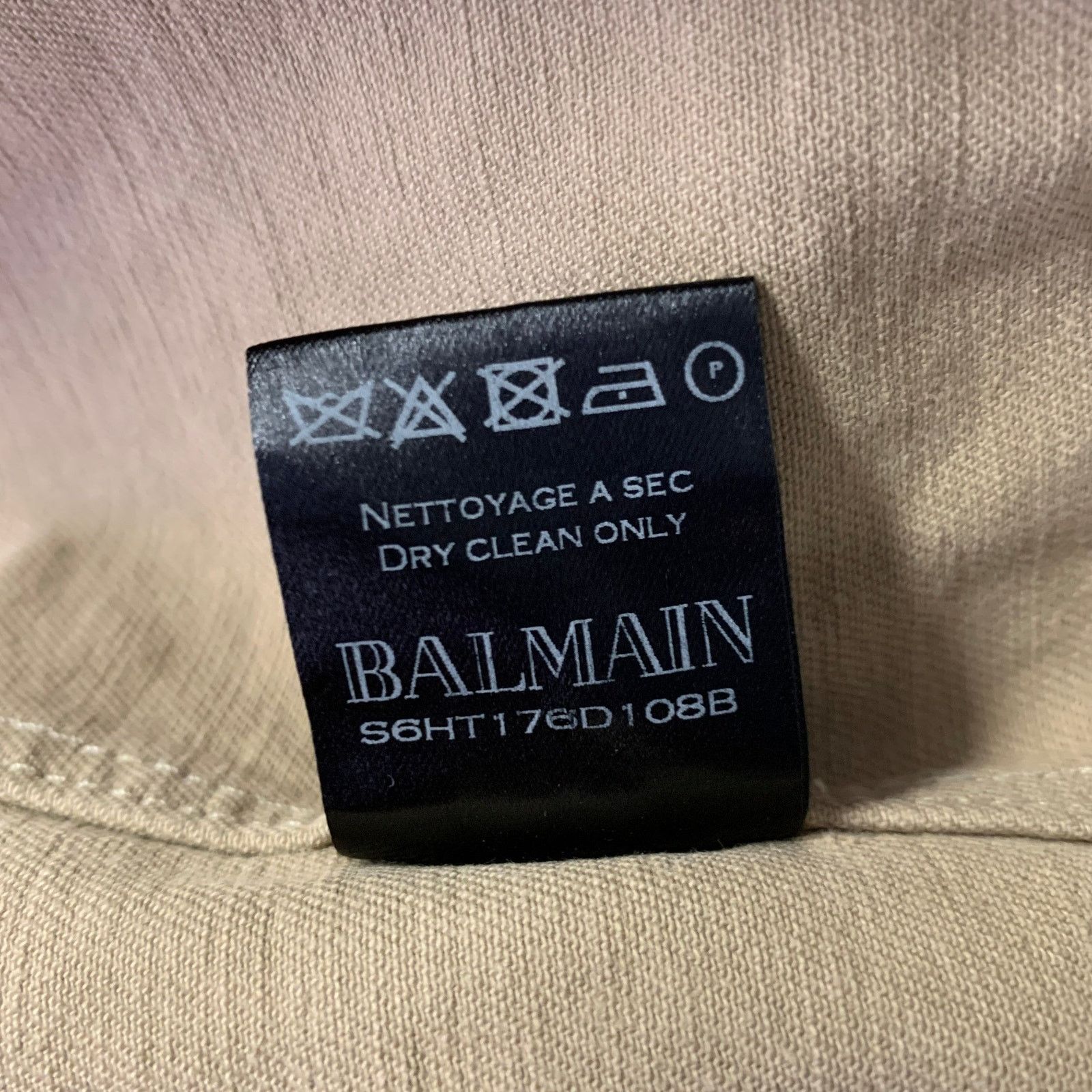 Balmain BALMAIN Size XL Khaki Arm Patch Cotton Band Collar Jacket Size US XL / EU 56 / 4 - 9 Thumbnail
