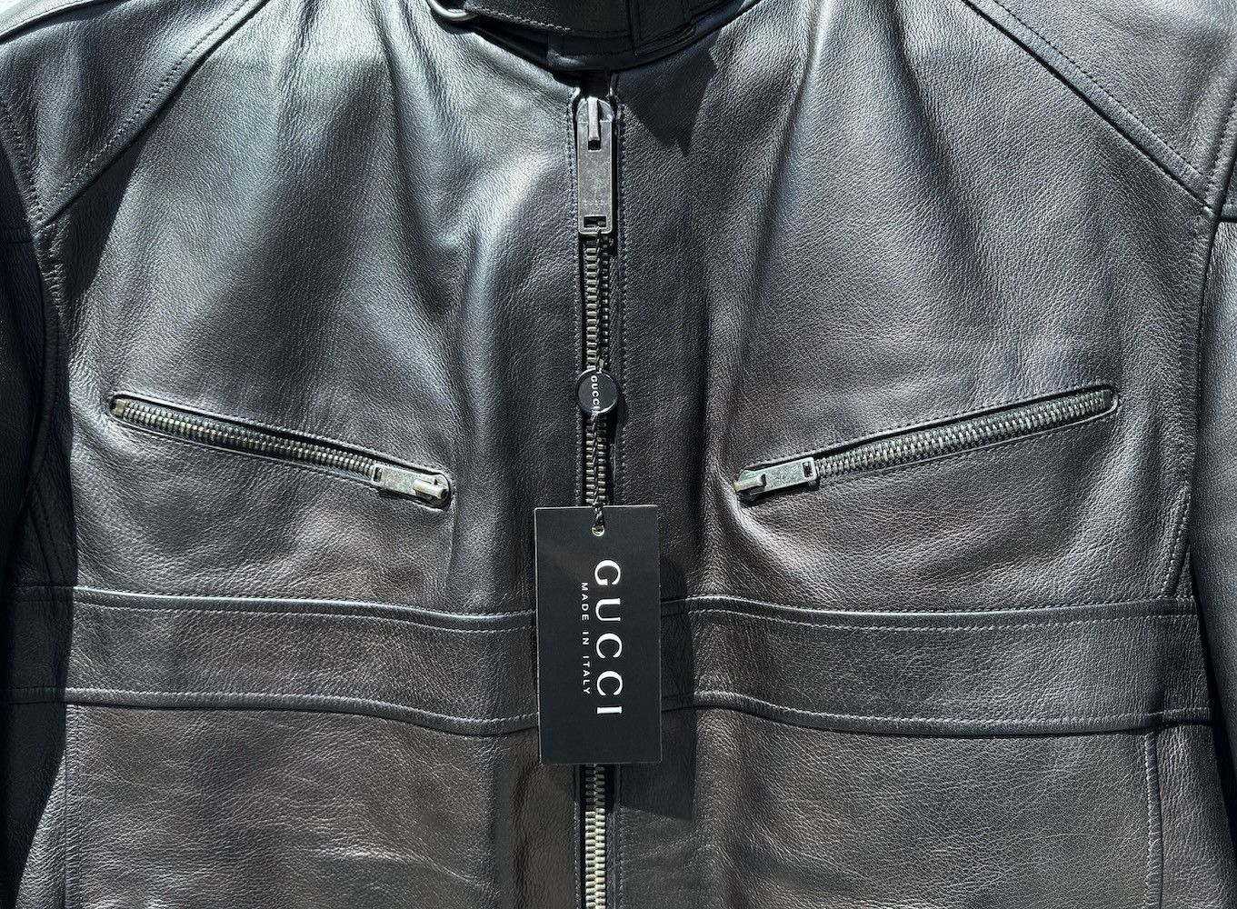 Gucci GUCCI Tom Ford Biker Café Leather Jacket Black Mens 52 42 L Size US L / EU 52-54 / 3 - 4 Thumbnail