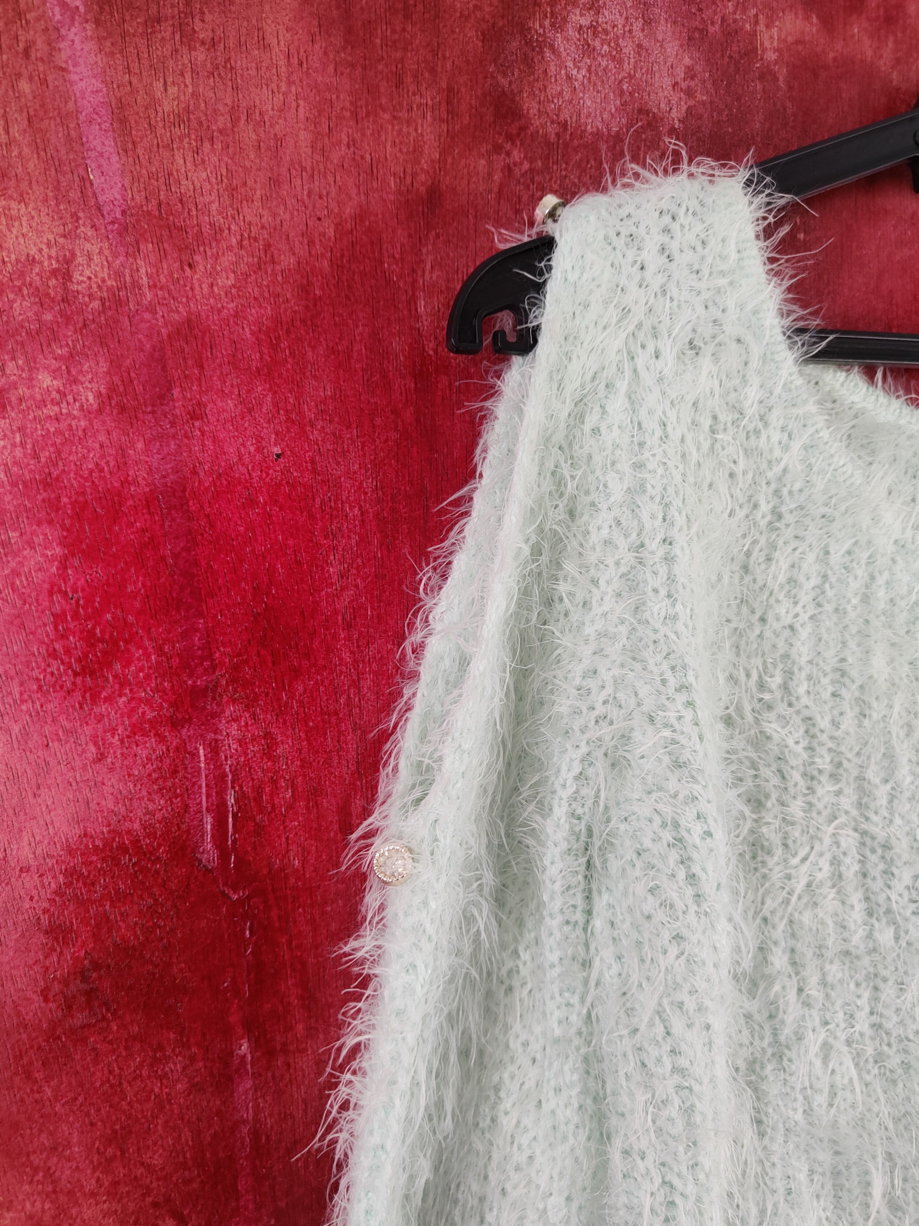 Japanese Brand Cecil McBee Green Shag Shaggy Fur Mohair Knitwear #S2027 Size M / US 6-8 / IT 42-44 - 4 Thumbnail
