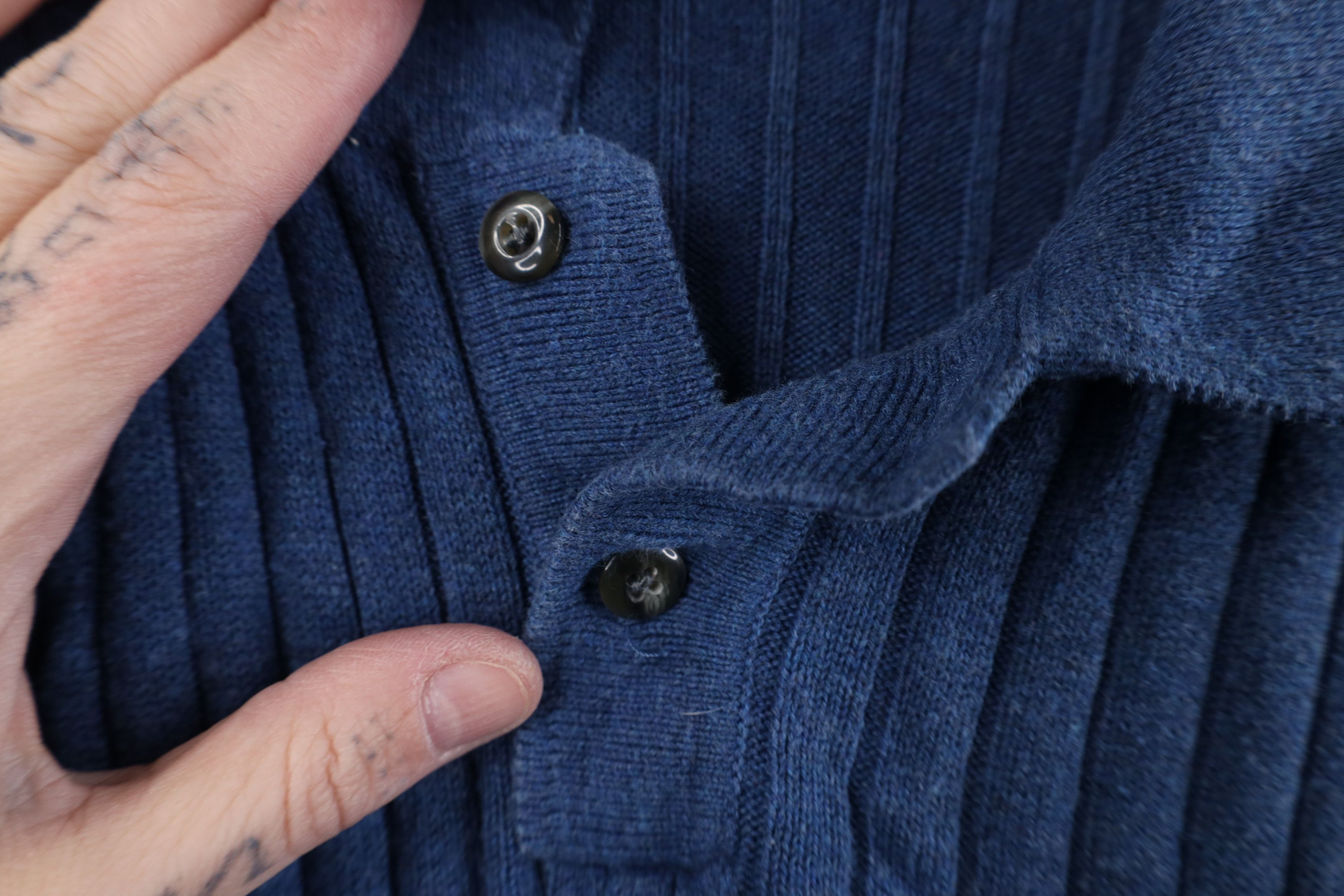 Vintage Vintage 90s Streetwear Ribbed Knit Collared Sweater Blue Size US XL / EU 56 / 4 - 4 Thumbnail