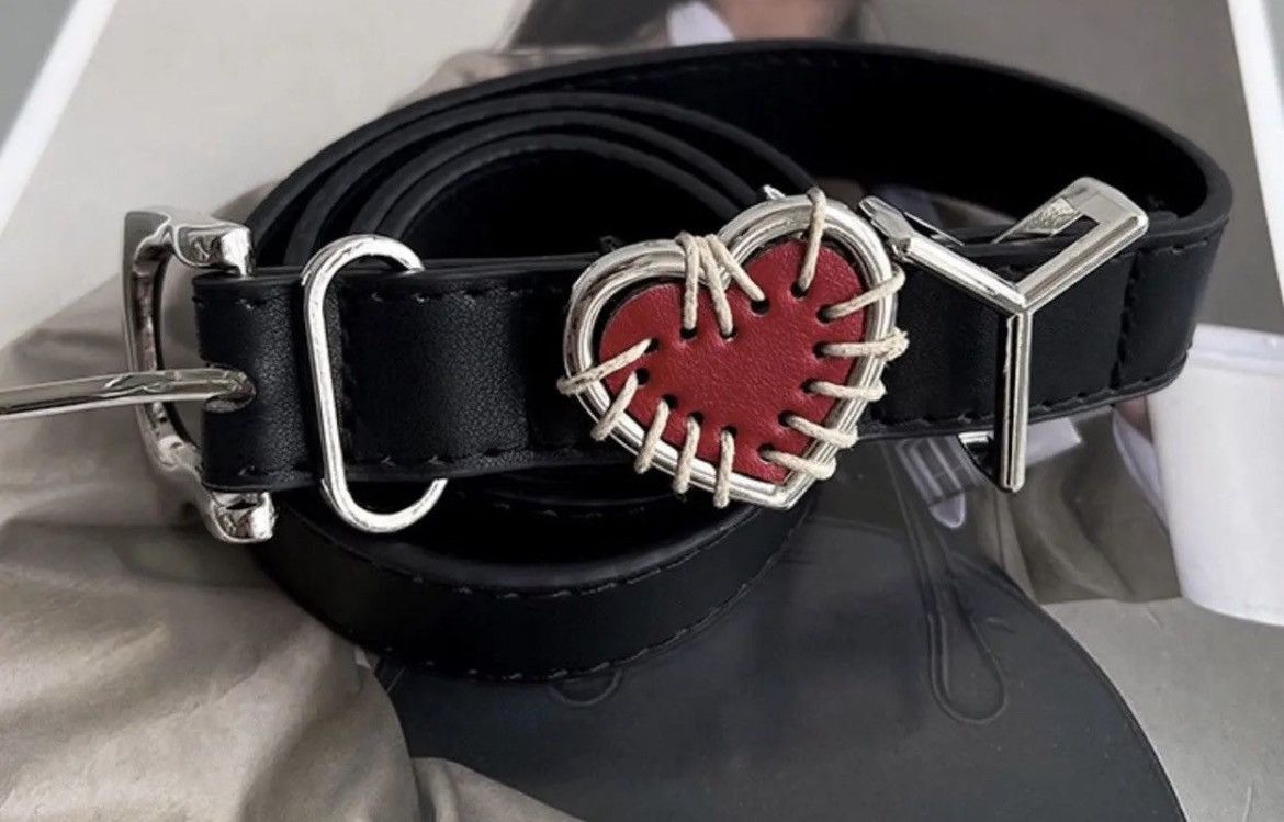 Japanese Brand × Vintage Retro black I LOVE YOU heart pu leather belt Size ONE SIZE - 3 Thumbnail