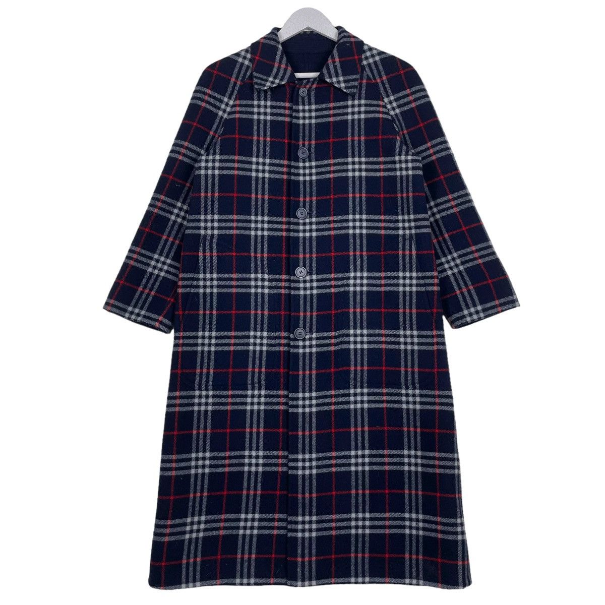Burberry Prorsum × Vintage 💥VTG BURBERRYS NAVY BLUE CHECK REVERSIBLE BUTTON PARKA Size US M / EU 48-50 / 2 - 1 Thumbnail