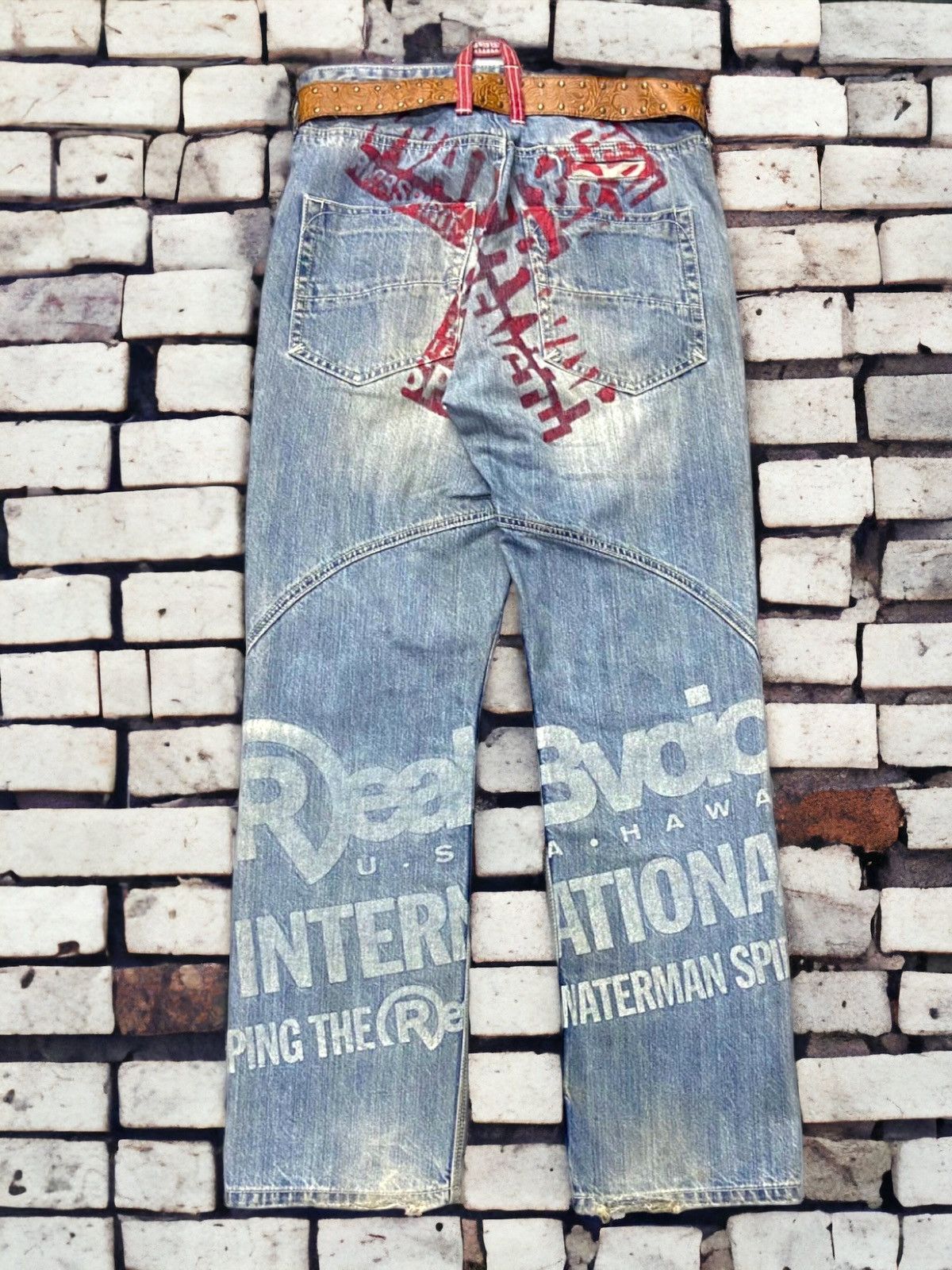 JNCO × Japanese Brand × Vintage Vtg RealBVoice Carpenter Printed Baggy Jeans Leather Belt Size US 30 / EU 46 - 1 Thumbnail