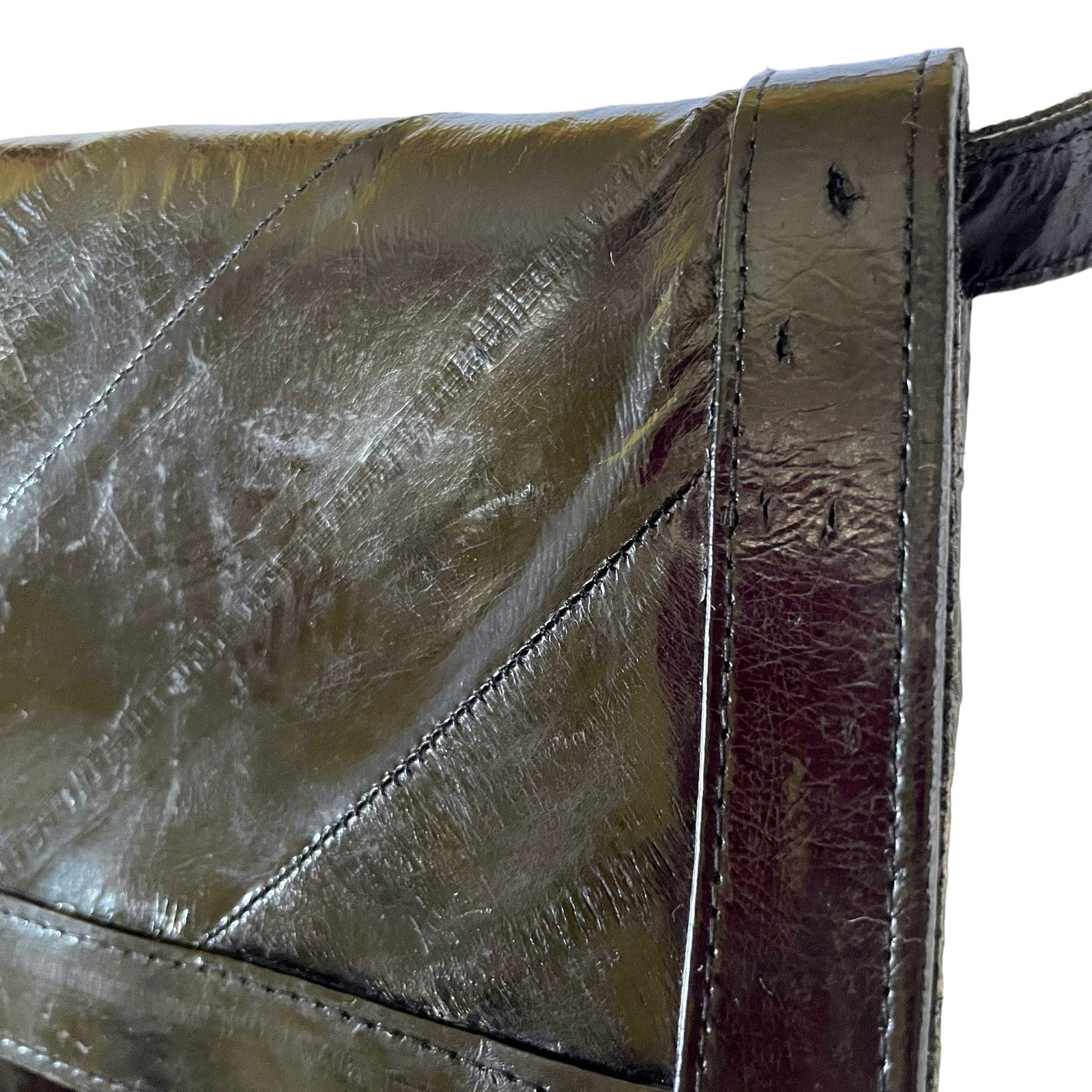 Vintage Vintage Eel Skin Black Leather Shoulder Bag Clutch Purse Size ONE SIZE - 8 Thumbnail