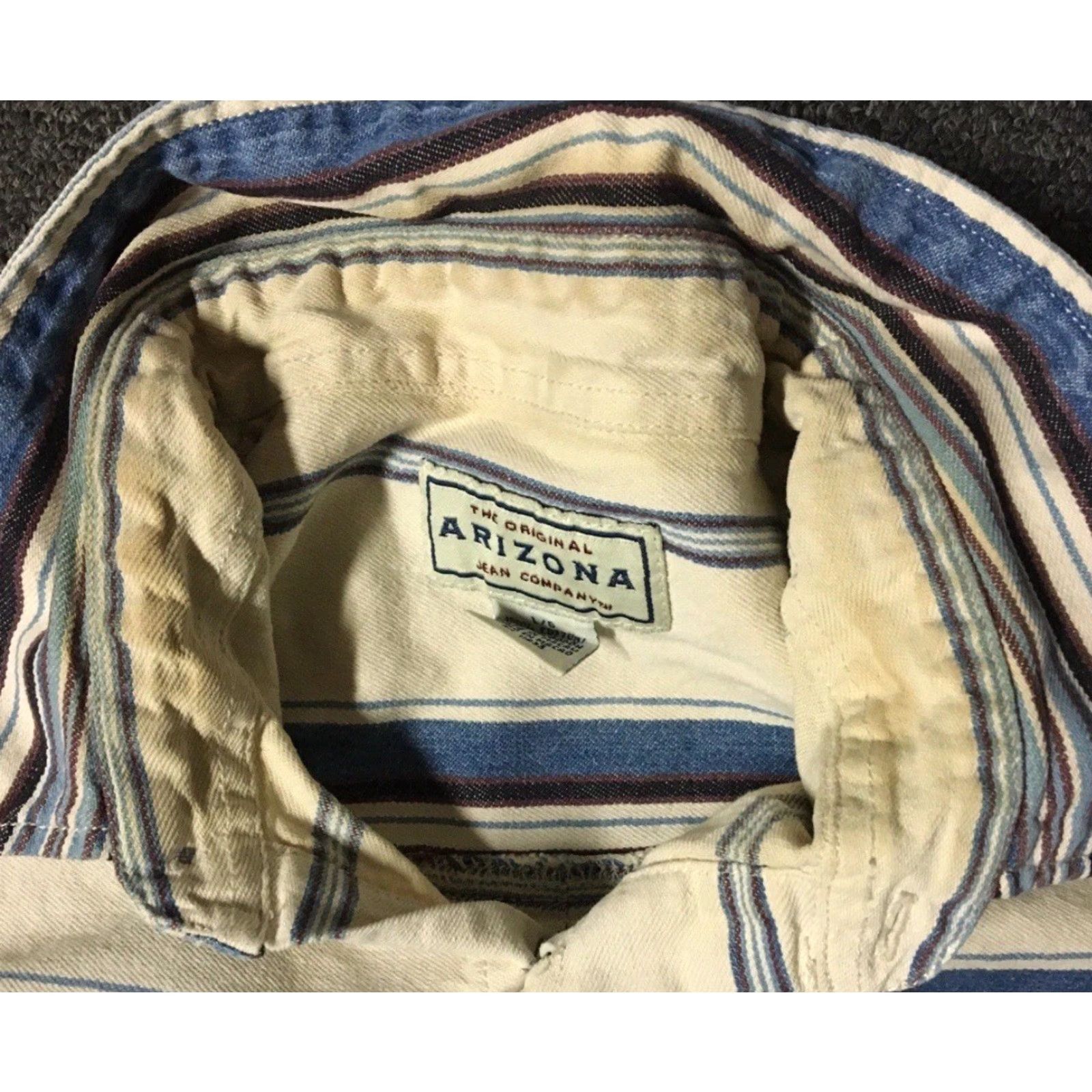Gotcha VINTAGE 90s Striped Faded Button-Up Shirt L Beige Surf Skate Grunge All Over Print OPS Ocean Pacific Vaporwave 70s 80s Retro Beach Mens Size US L / EU 52-54 / 3 - 6 Thumbnail