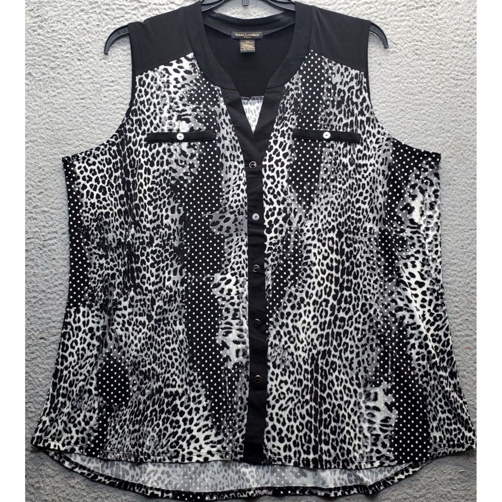 Vintage Susan Lawrence Tank Top Women's 3X Multi Leopard Print Sleeveless V-Neck Shirt Dress? Size XXL / US 16-18 / IT 52-54 - 2 Thumbnail