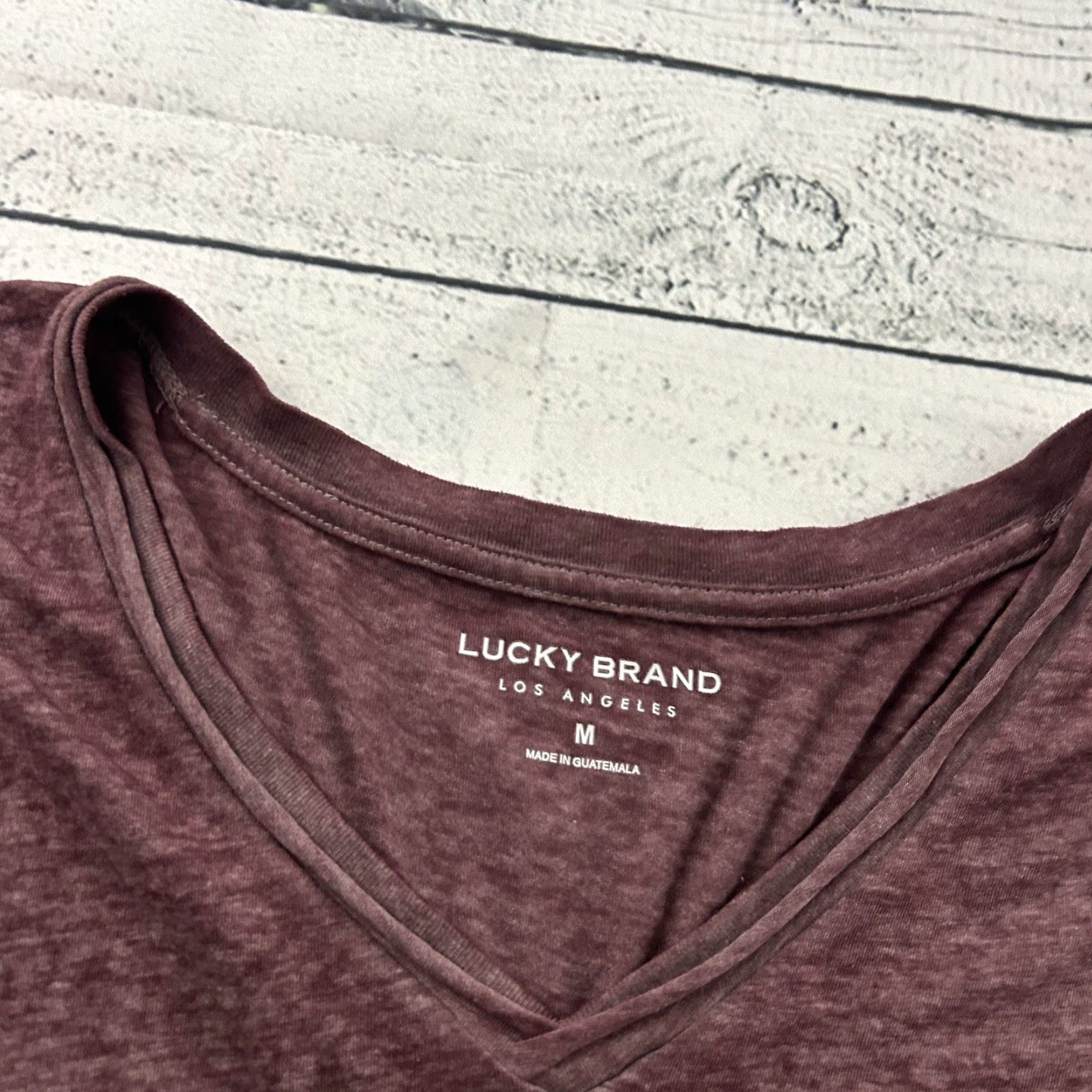 Lucky Brand Lucky Brand T-Shirt Women’s Long Sleeve V-Neck Burnout Maroon Medium Size M / US 6-8 / IT 42-44 - 2 Thumbnail