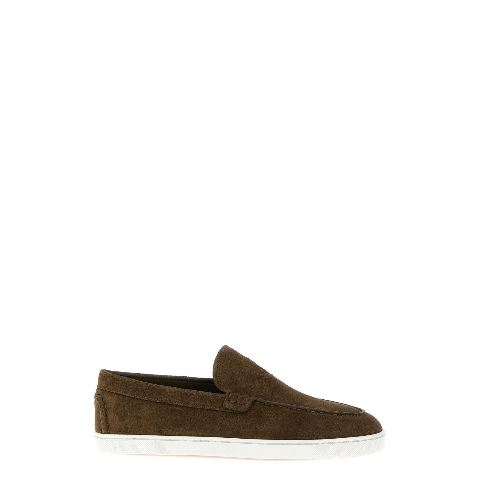 Christian Louboutin Moonboat Brown Suede Leather Loafers New