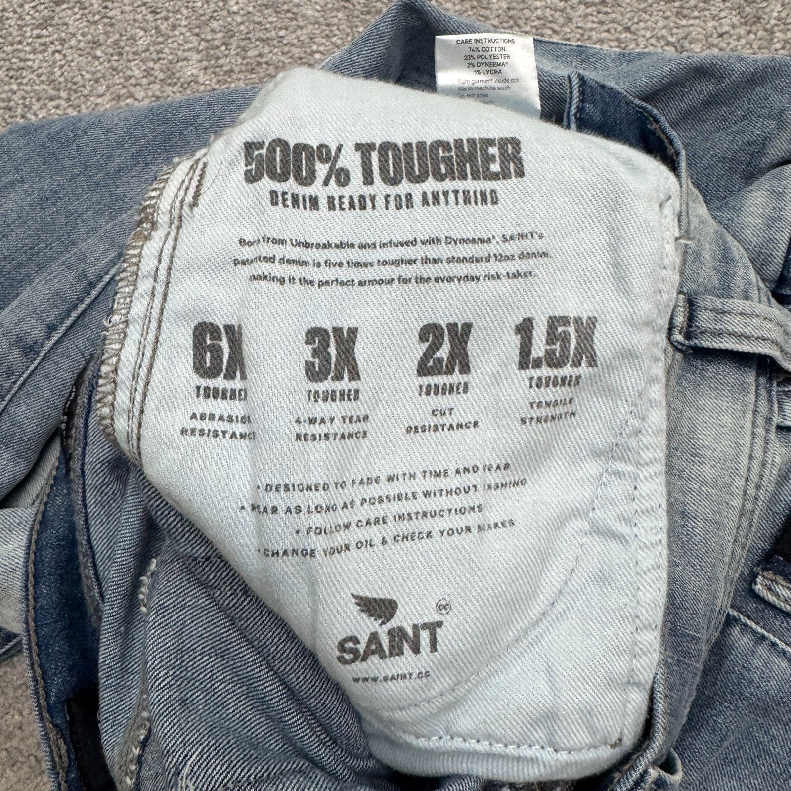 Saint Michael Saint Flight Jean Jogger Denim Mens 28 Blue Light Wash Biker Size US 28 / EU 44 - 17 Thumbnail