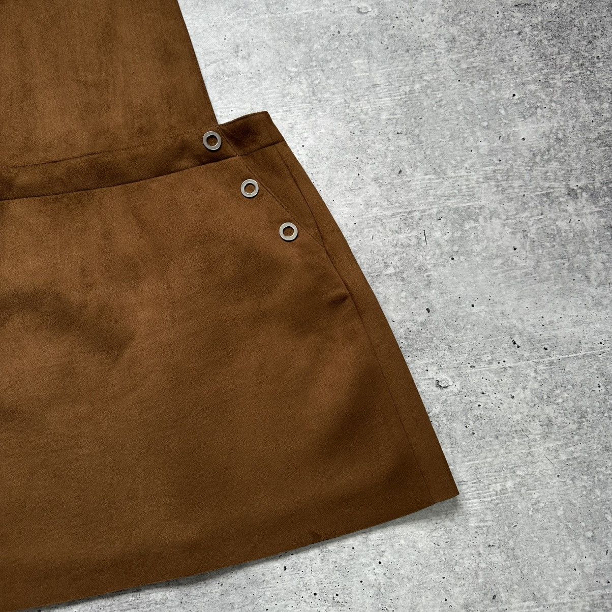 Miss Sixty Miss Sixty Y2K Suede Brown Mini Suspender Skirt Dress Size M Size 27" / US 4 / IT 40 - 4 Thumbnail