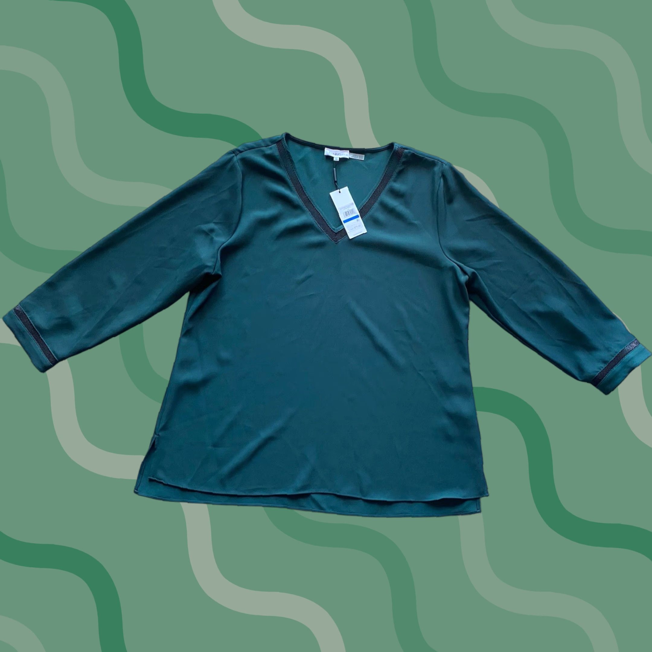 Calvin Klein Calvin Klein XL Woman Tunic Blouse Top Green Dark Green NEW WITH TAGS Women XL Blouse Tunic Pullover Size XL / US 12-14 / IT 48-50 - 1 Thumbnail