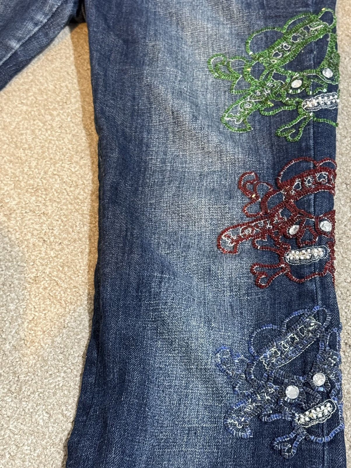 Ed Hardy × Vintage Vintage and Y2K Women’s Ed Hardy Embroidered Low Rise Jeans Size 29" - 5 Thumbnail